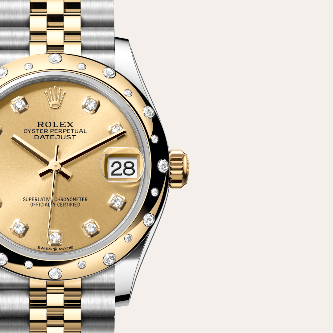 Rolex Datejust 31 Oyster, 31 mm, Oystersteel çelik, sarı altın ve pırlanta M278343RBR-0026