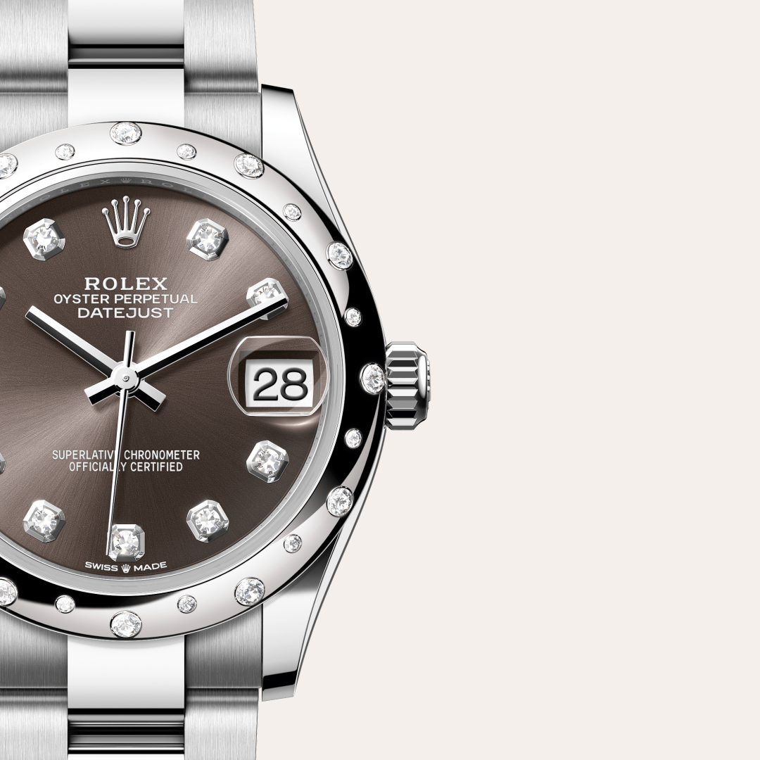 Rolex Datejust 31 Oyster, 31 mm, Oystersteel çelik, beyaz altın ve pırlanta M278344RBR-0007