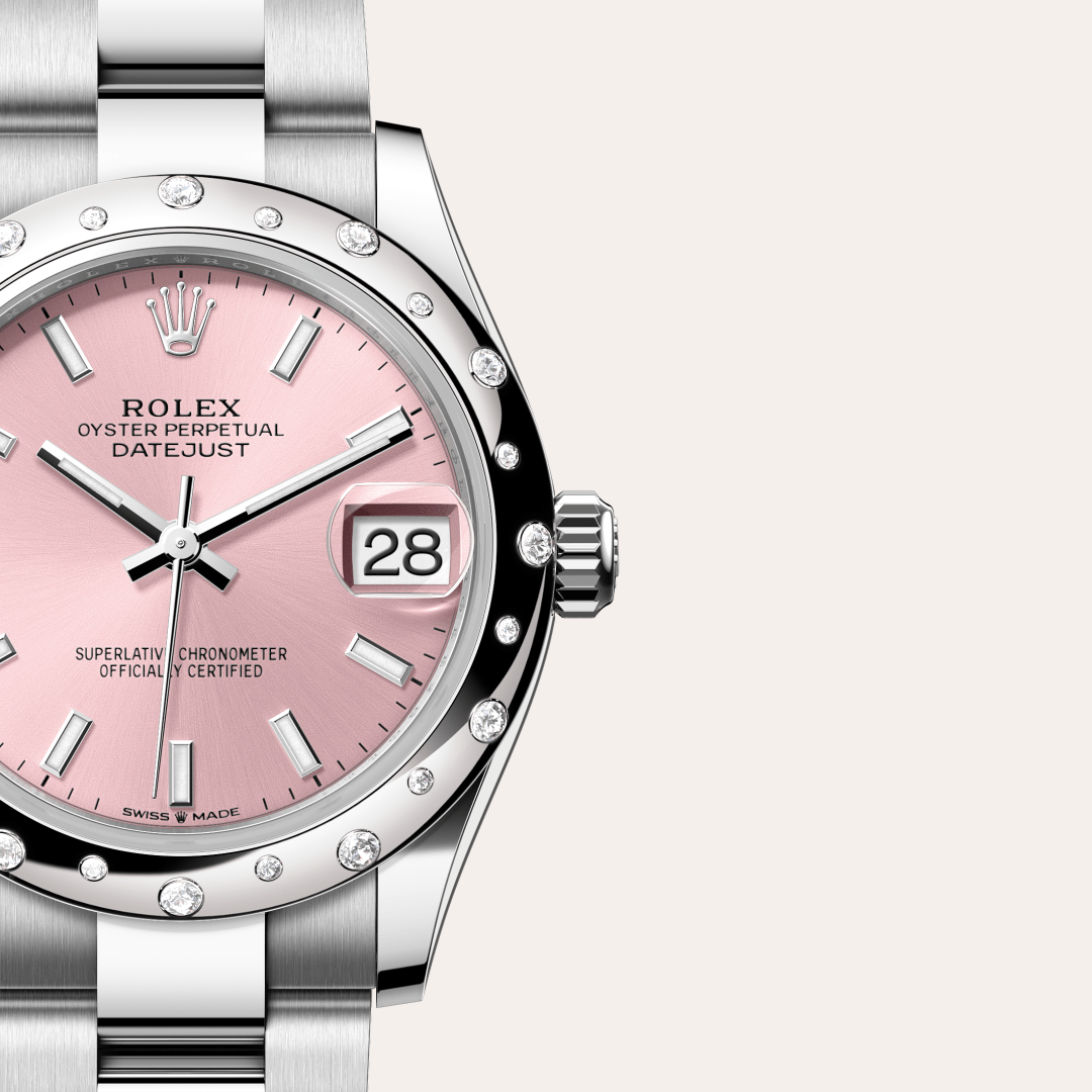 Rolex Datejust 31 Oyster, 31 mm, Oystersteel çelik, beyaz altın ve pırlanta M278344RBR-0015
