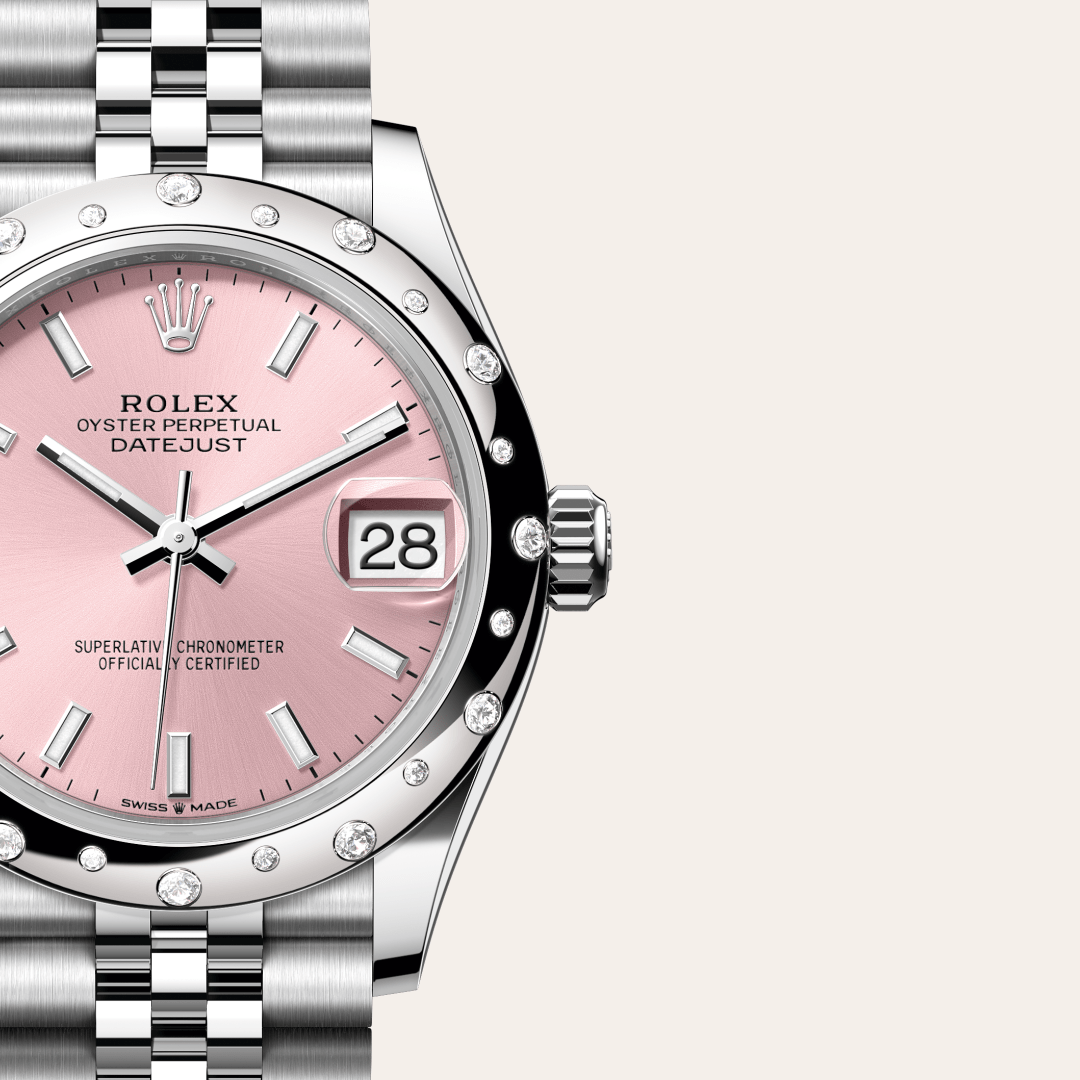 Rolex Datejust 31 Oyster, 31 mm, Oystersteel çelik, beyaz altın ve pırlanta M278344RBR-0016