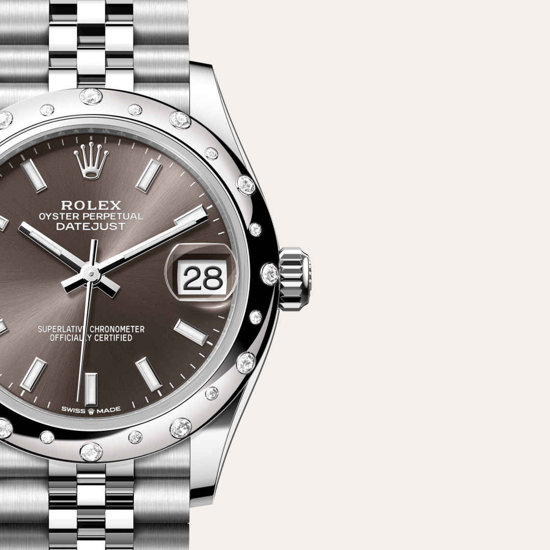 Rolex Datejust 31 Oyster, 31 mm, Oystersteel çelik, beyaz altın ve pırlanta M278344RBR-0018