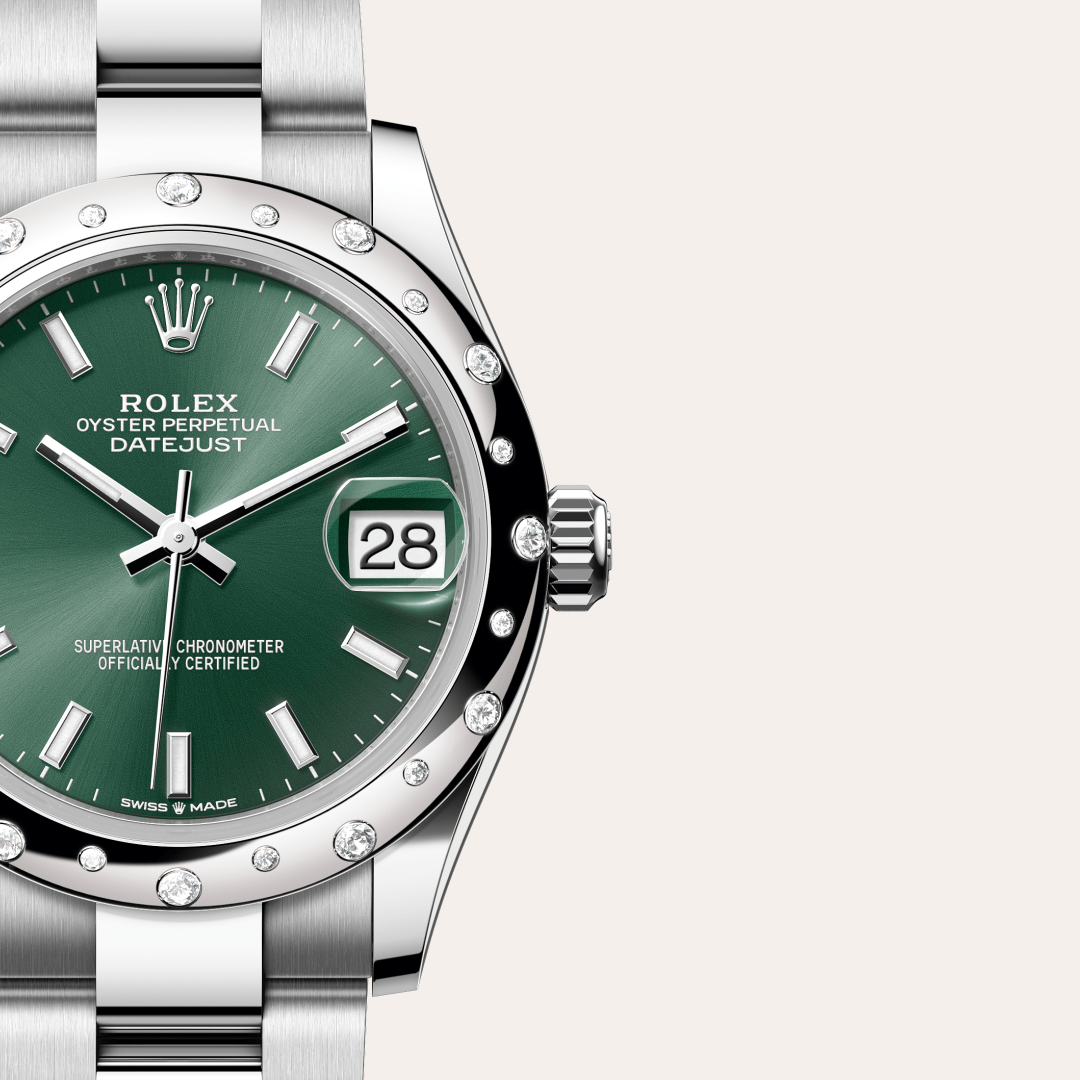 Rolex Datejust 31 Oyster, 31 mm, Oystersteel çelik, beyaz altın ve pırlanta M278344RBR-0019