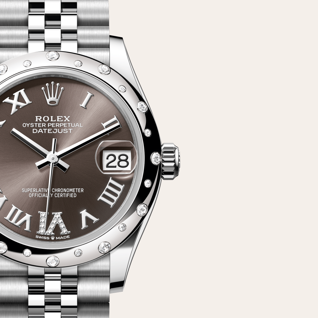 Rolex Datejust 31 Oyster, 31 mm, Oystersteel çelik, beyaz altın ve pırlanta M278344RBR-0030