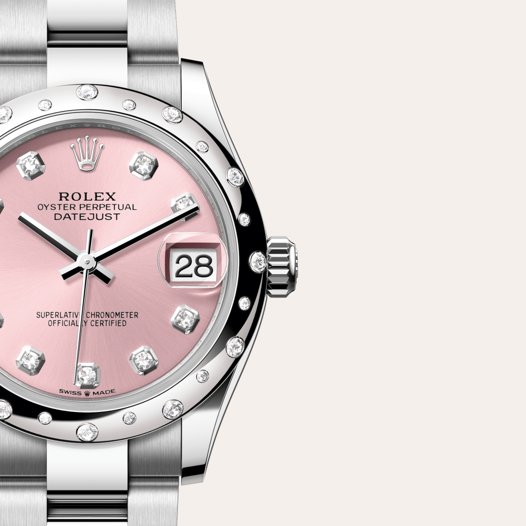 Rolex Datejust 31 Oyster, 31 mm, Oystersteel çelik, beyaz altın ve pırlanta M278344RBR-0033