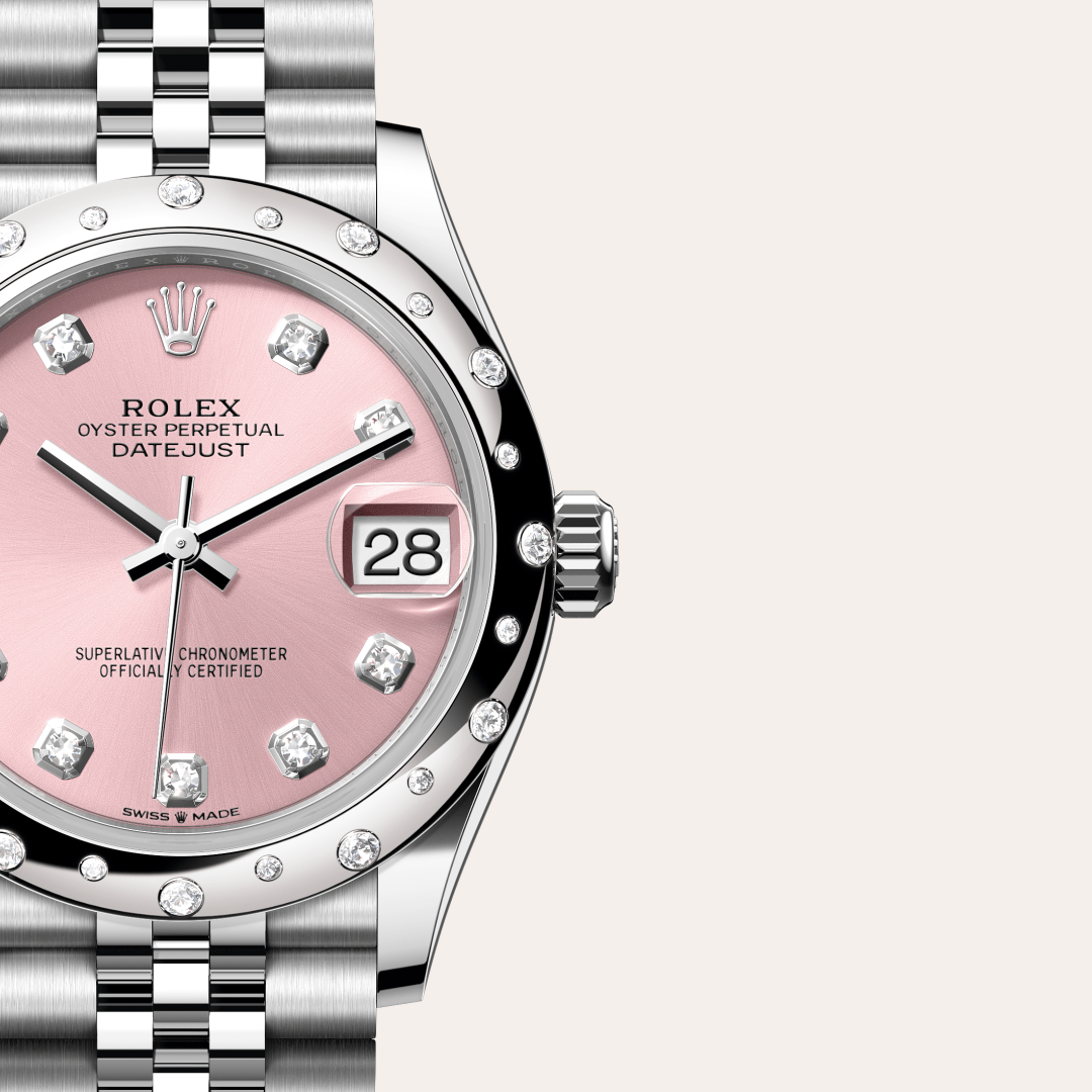 Rolex Datejust 31 Oyster, 31 mm, Oystersteel çelik, beyaz altın ve pırlanta M278344RBR-0034