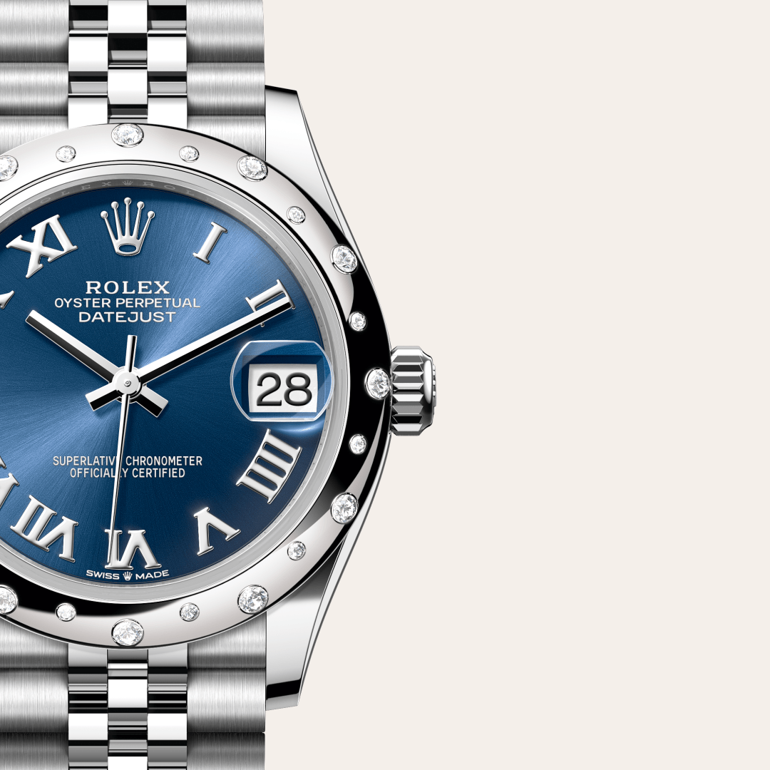 Rolex Datejust 31 Oyster, 31 mm, Oystersteel çelik, beyaz altın ve pırlanta M278344RBR-0036