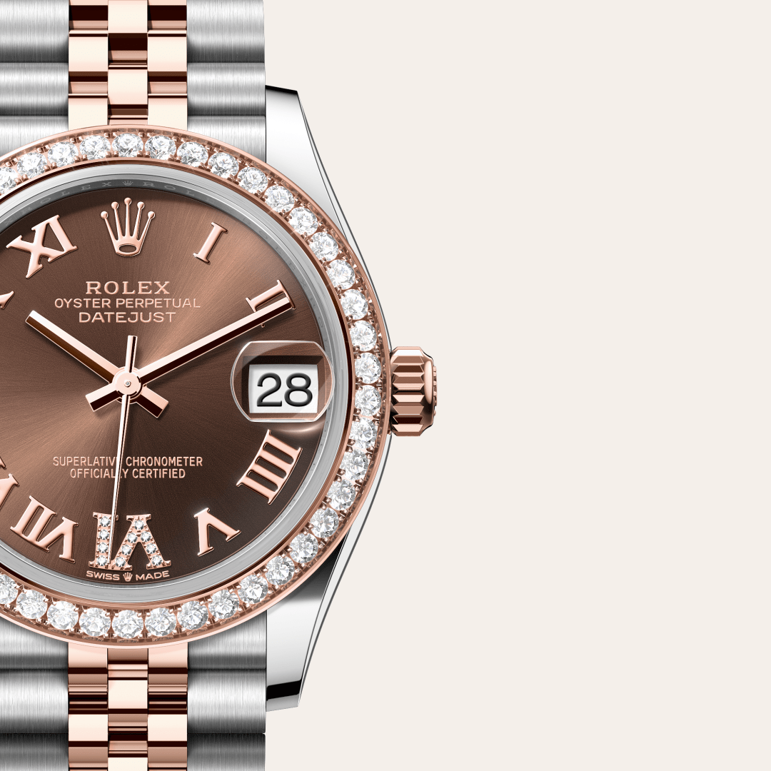 Rolex Datejust 31 Oyster, 31 mm, Oystersteel çelik, Everose altın ve pırlanta M278381RBR-0006