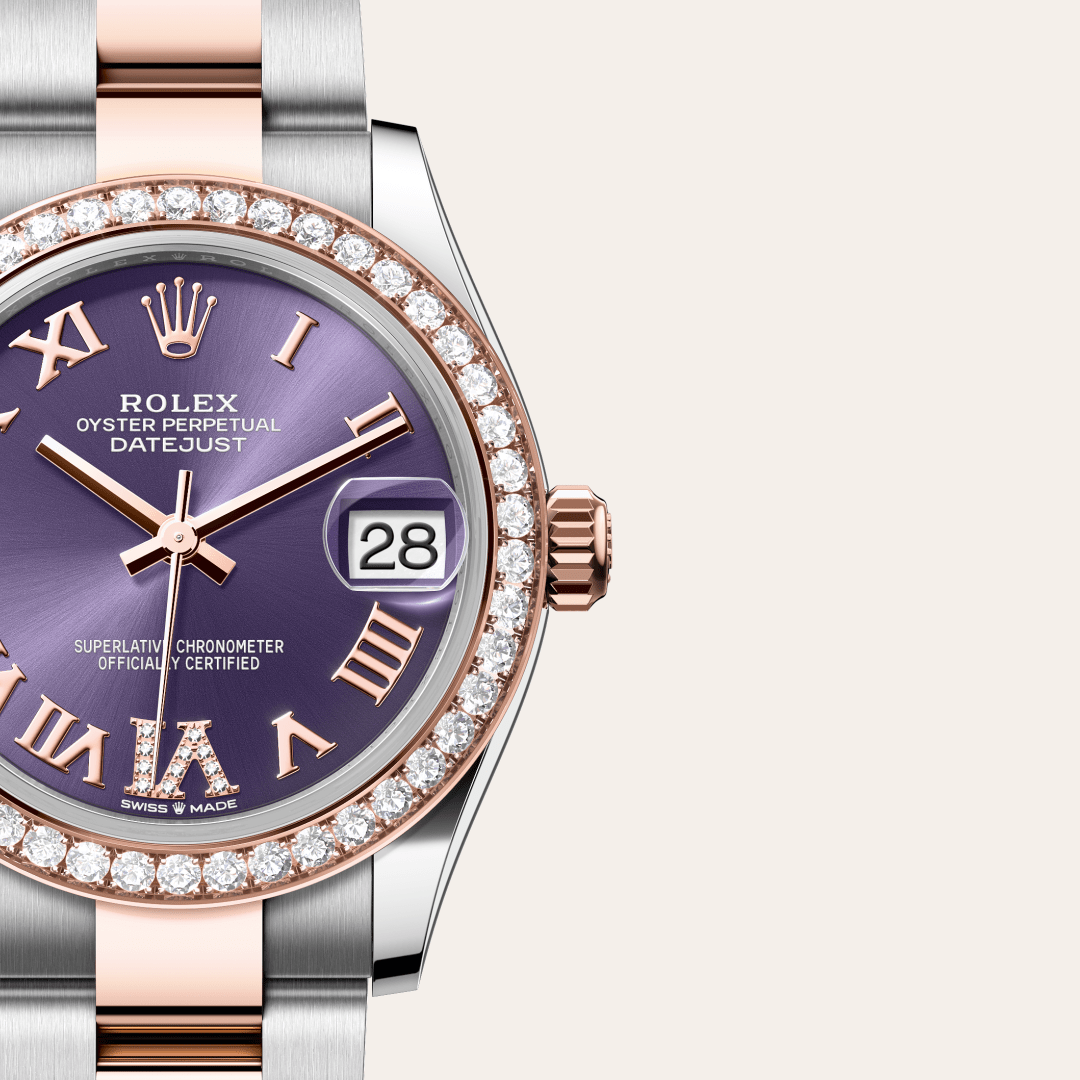 Rolex Datejust 31 Oyster, 31 mm, Oystersteel çelik, Everose altın ve pırlanta M278381RBR-0019
