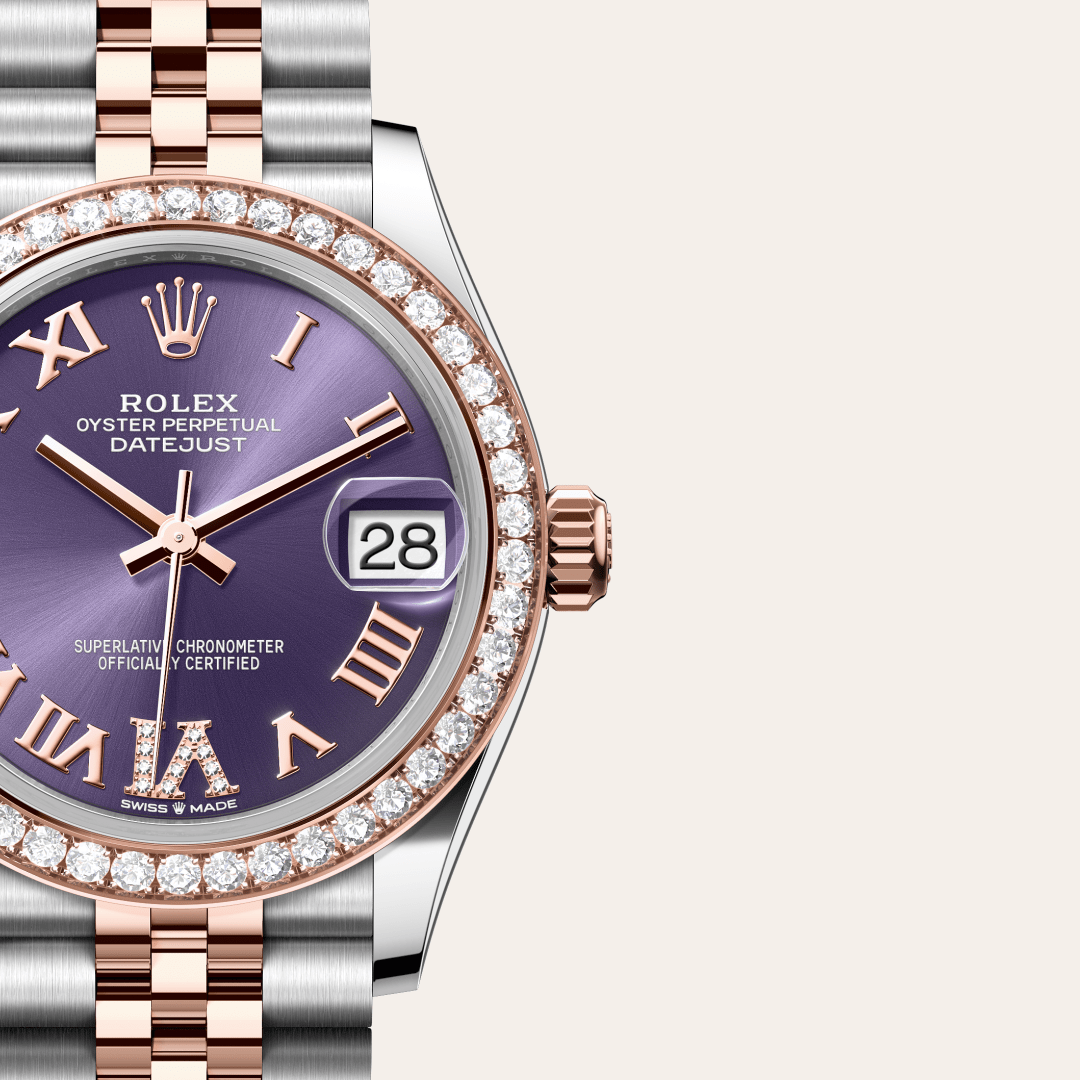 Rolex Datejust 31 Oyster, 31 mm, Oystersteel çelik, Everose altın ve pırlanta M278381RBR-0020