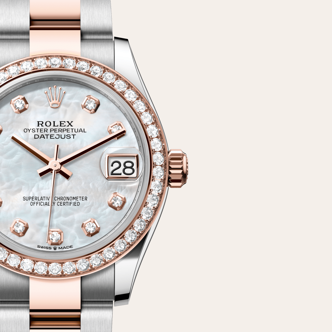 Rolex Datejust 31 Oyster, 31 mm, Oystersteel çelik, Everose altın ve pırlanta M278381RBR-0025