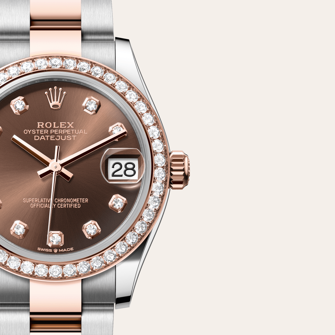 Rolex Datejust 31 Oyster, 31 mm, Oystersteel çelik, Everose altın ve pırlanta M278381RBR-0027