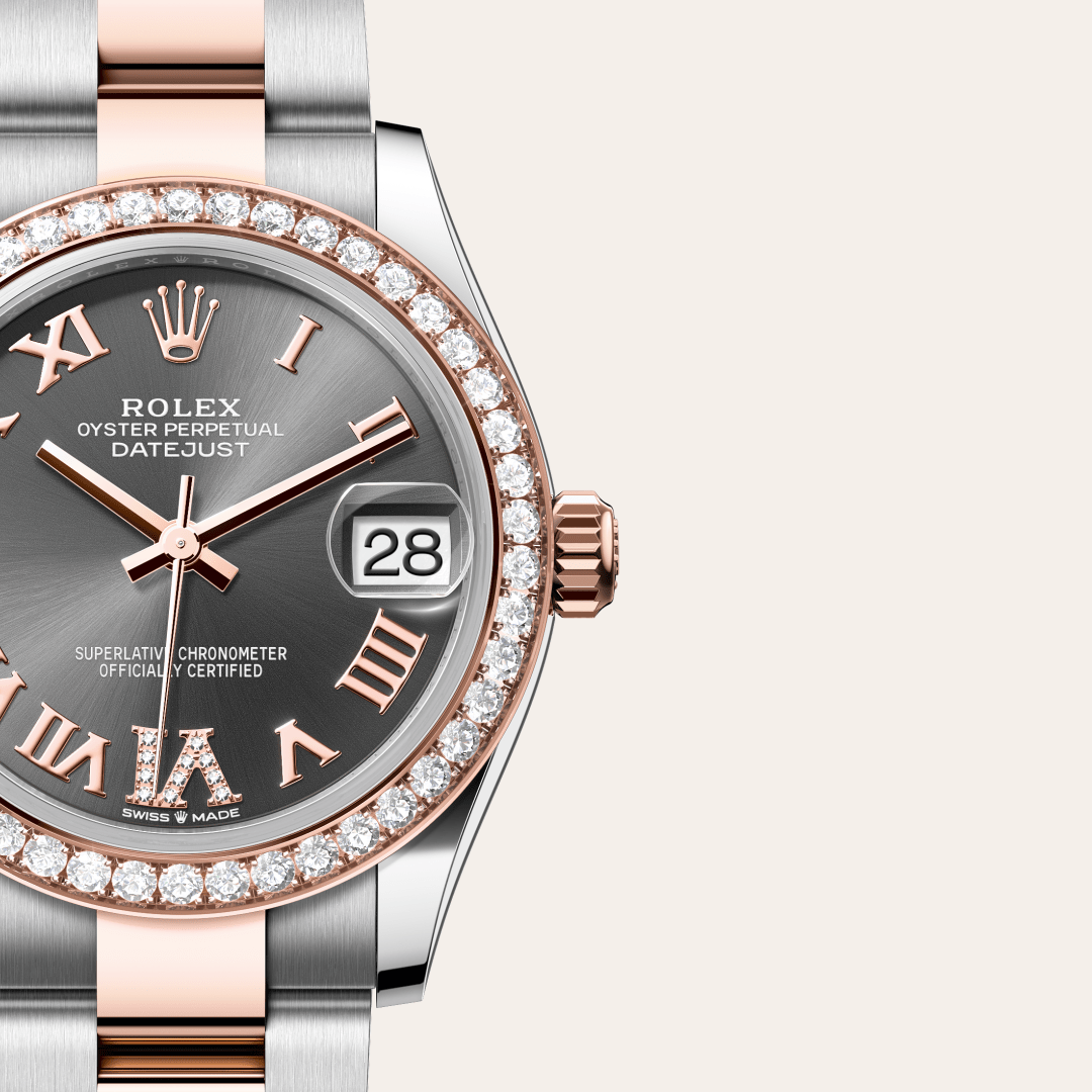 Rolex Datejust 31 Oyster, 31 mm, Oystersteel çelik, Everose altın ve pırlanta M278381RBR-0029