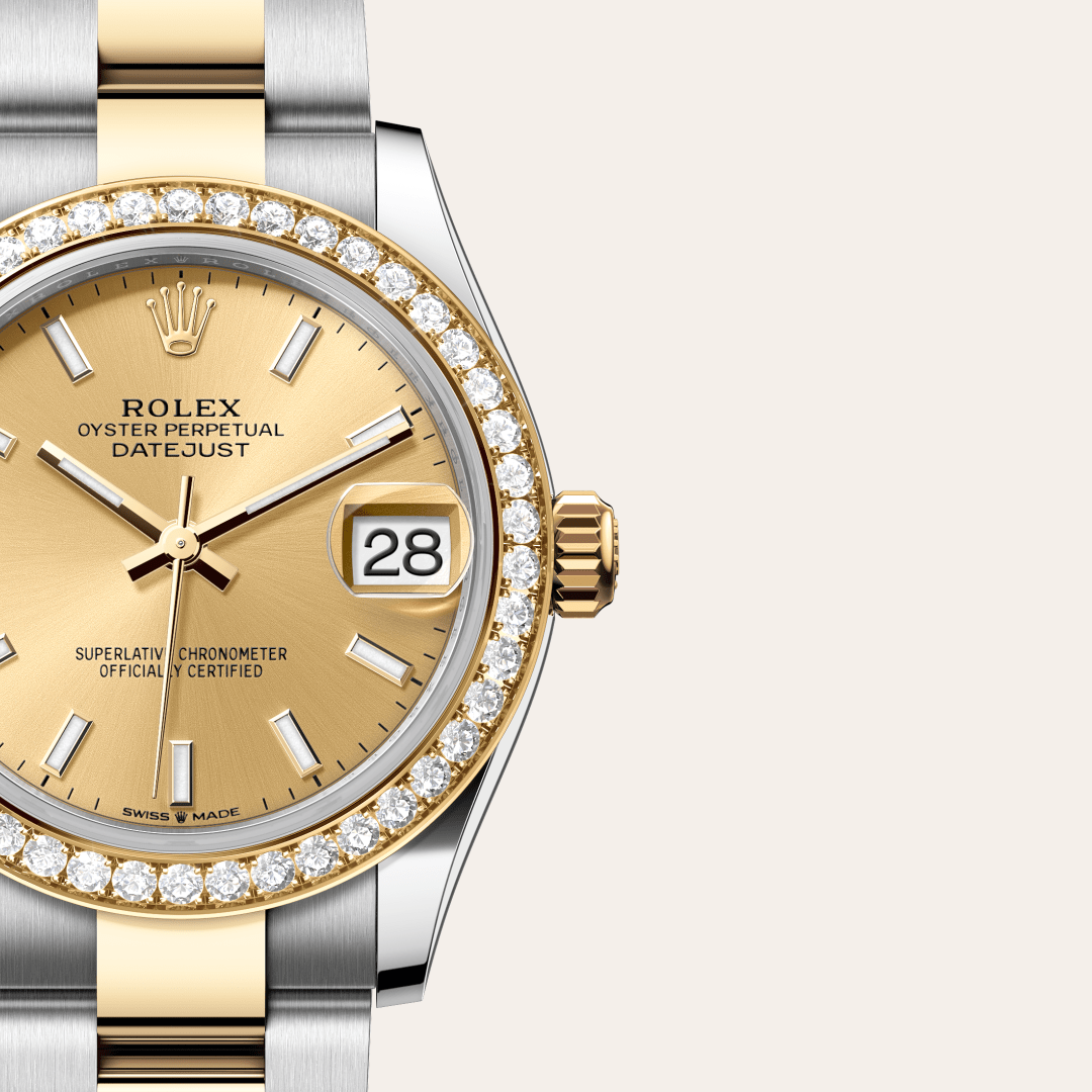 Rolex Datejust 31 Oyster, 31 mm, Oystersteel çelik, sarı altın ve pırlanta M278383RBR-0013