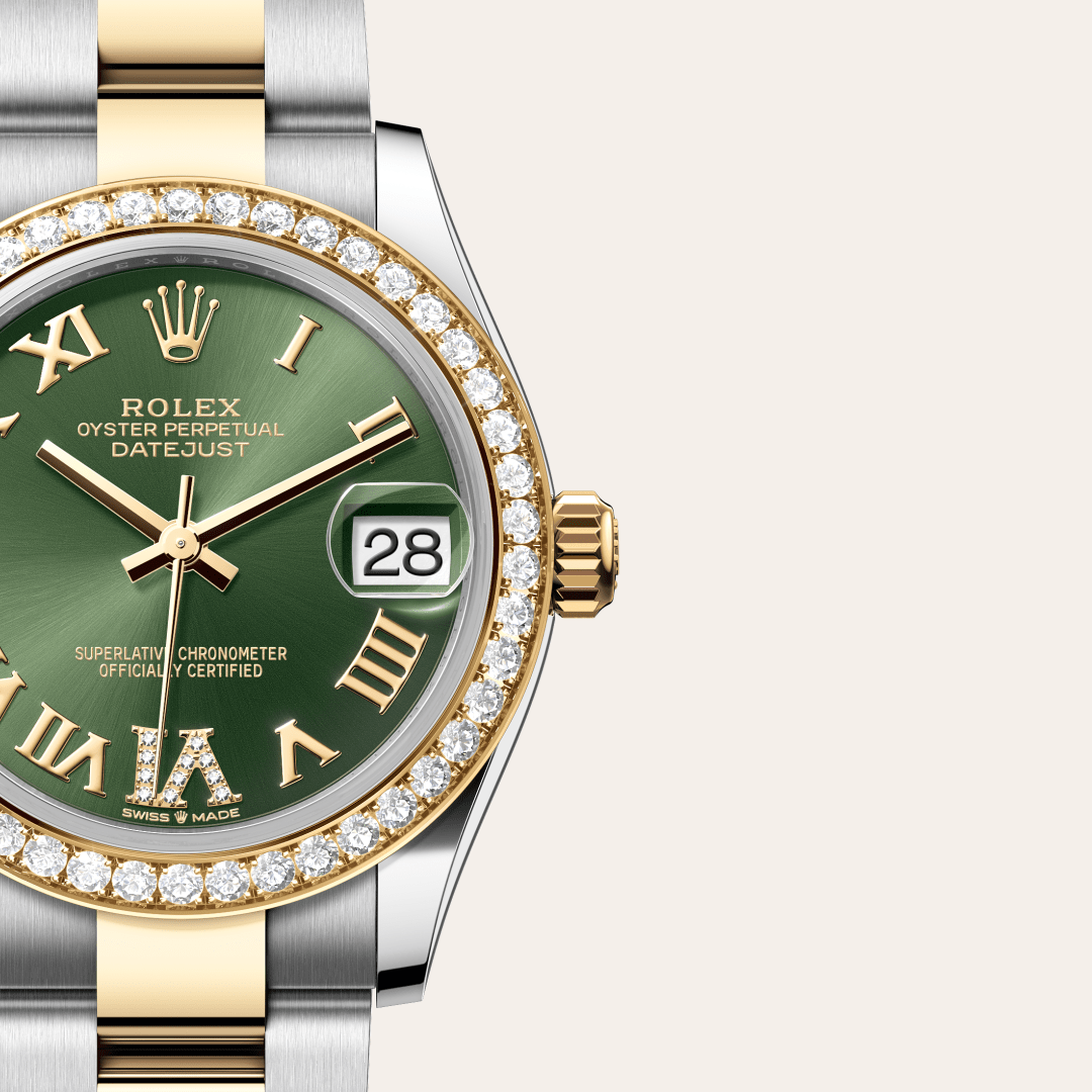 Rolex Datejust 31 Oyster, 31 mm, Oystersteel çelik, sarı altın ve pırlanta M278383RBR-0015