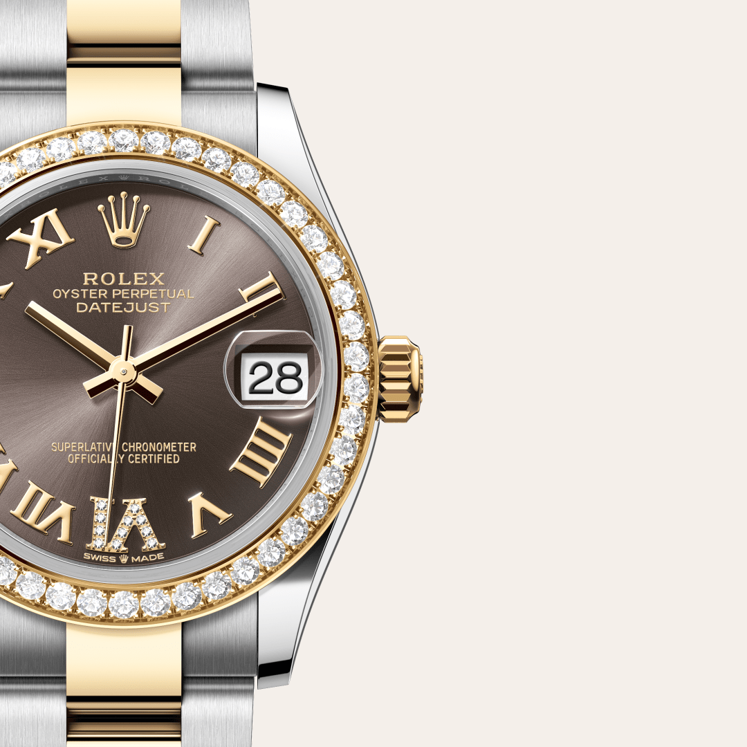 Rolex Datejust 31 Oyster, 31 mm, Oystersteel çelik, sarı altın ve pırlanta M278383RBR-0017