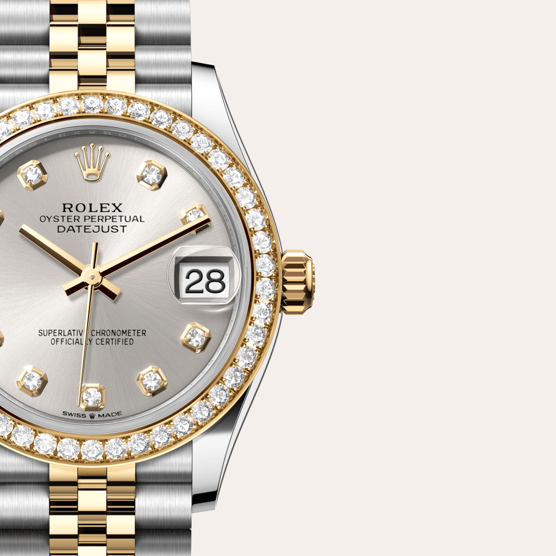 Rolex Datejust 31 Oyster, 31 mm, Oystersteel çelik, sarı altın ve pırlanta M278383RBR-0020