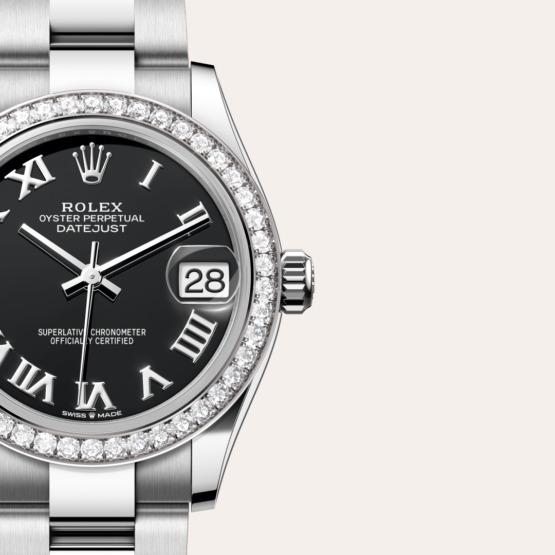 Rolex Datejust 31 Oyster, 31 mm, Oystersteel çelik, beyaz altın ve pırlanta M278384RBR-0001