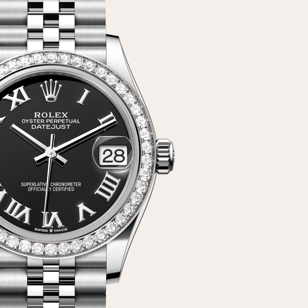 Rolex Datejust 31 Oyster, 31 mm, Oystersteel çelik, beyaz altın ve pırlanta M278384RBR-0002