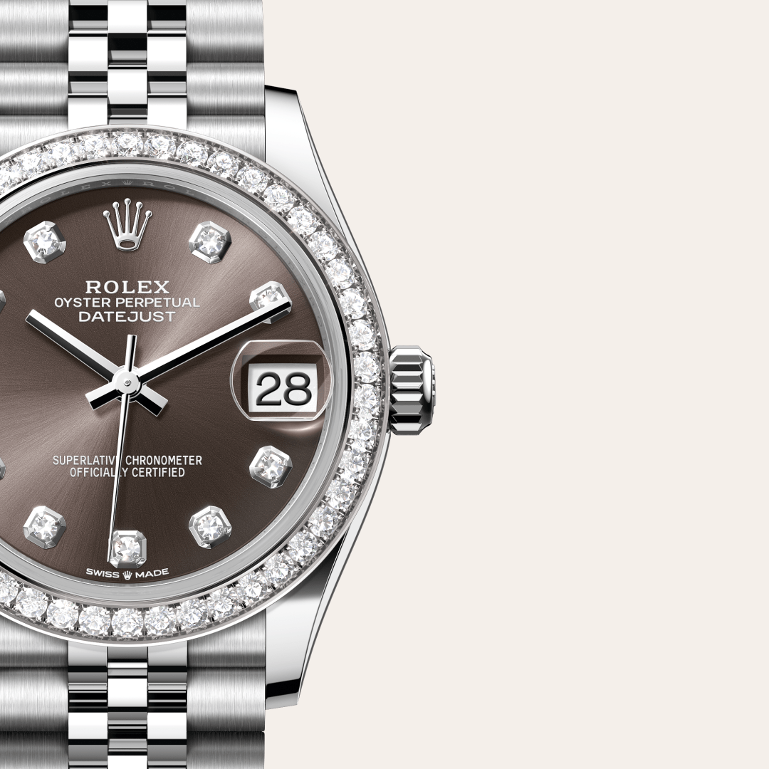 Rolex Datejust 31 Oyster, 31 mm, Oystersteel çelik, beyaz altın ve pırlanta M278384RBR-0010