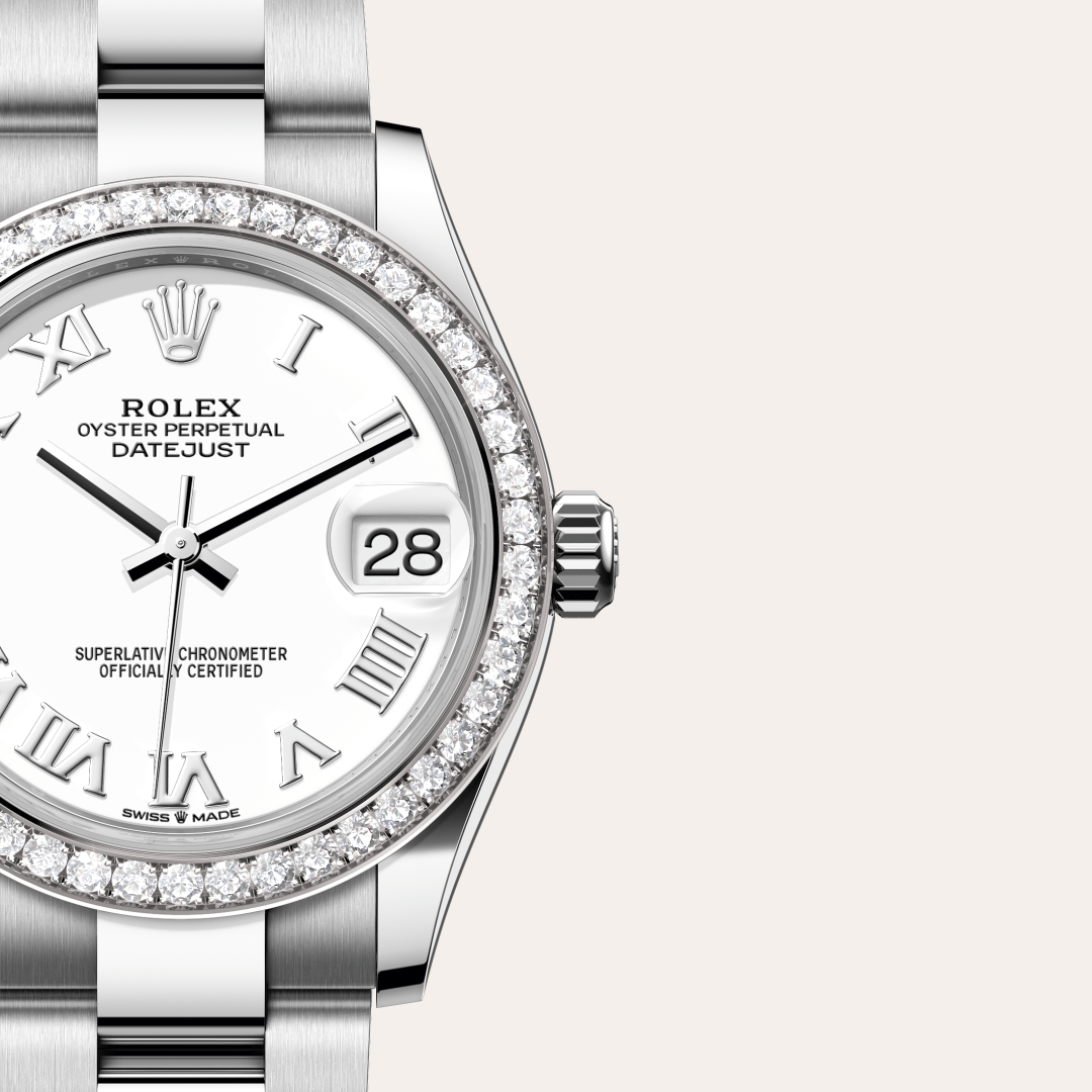 Rolex Datejust 31 Oyster, 31 mm, Oystersteel çelik, beyaz altın ve pırlanta M278384RBR-0013