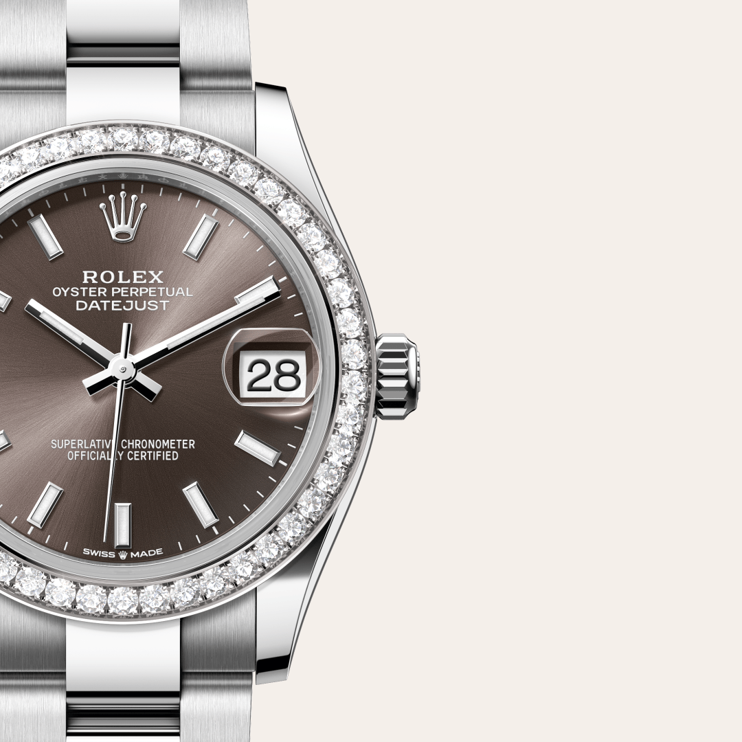 Rolex Datejust 31 Oyster, 31 mm, Oystersteel çelik, beyaz altın ve pırlanta M278384RBR-0019