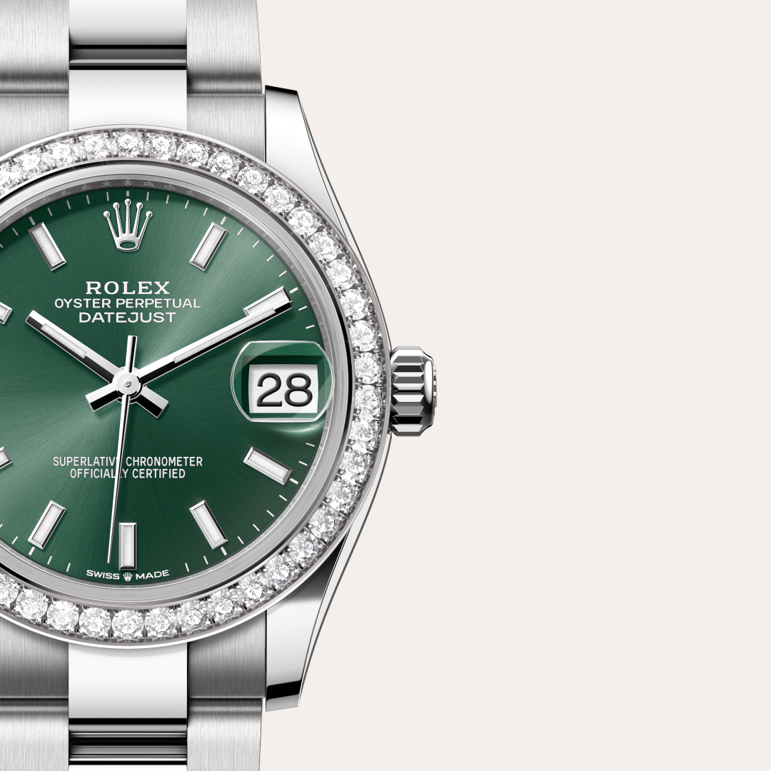 Rolex Datejust 31 Oyster, 31 mm, Oystersteel çelik, beyaz altın ve pırlanta M278384RBR-0021