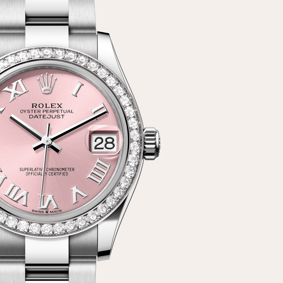 Rolex Datejust 31 Oyster, 31 mm, Oystersteel çelik, beyaz altın ve pırlanta M278384RBR-0023