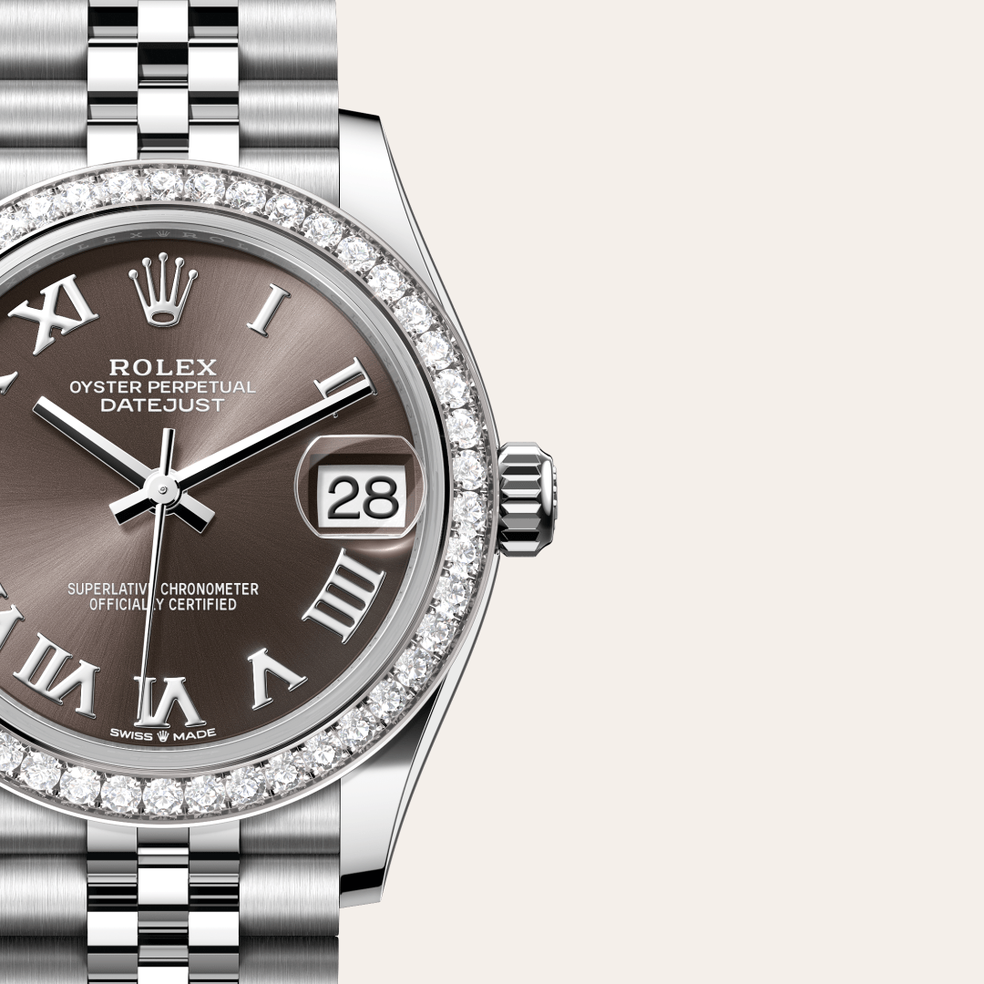 Rolex Datejust 31 Oyster, 31 mm, Oystersteel çelik, beyaz altın ve pırlanta M278384RBR-0026