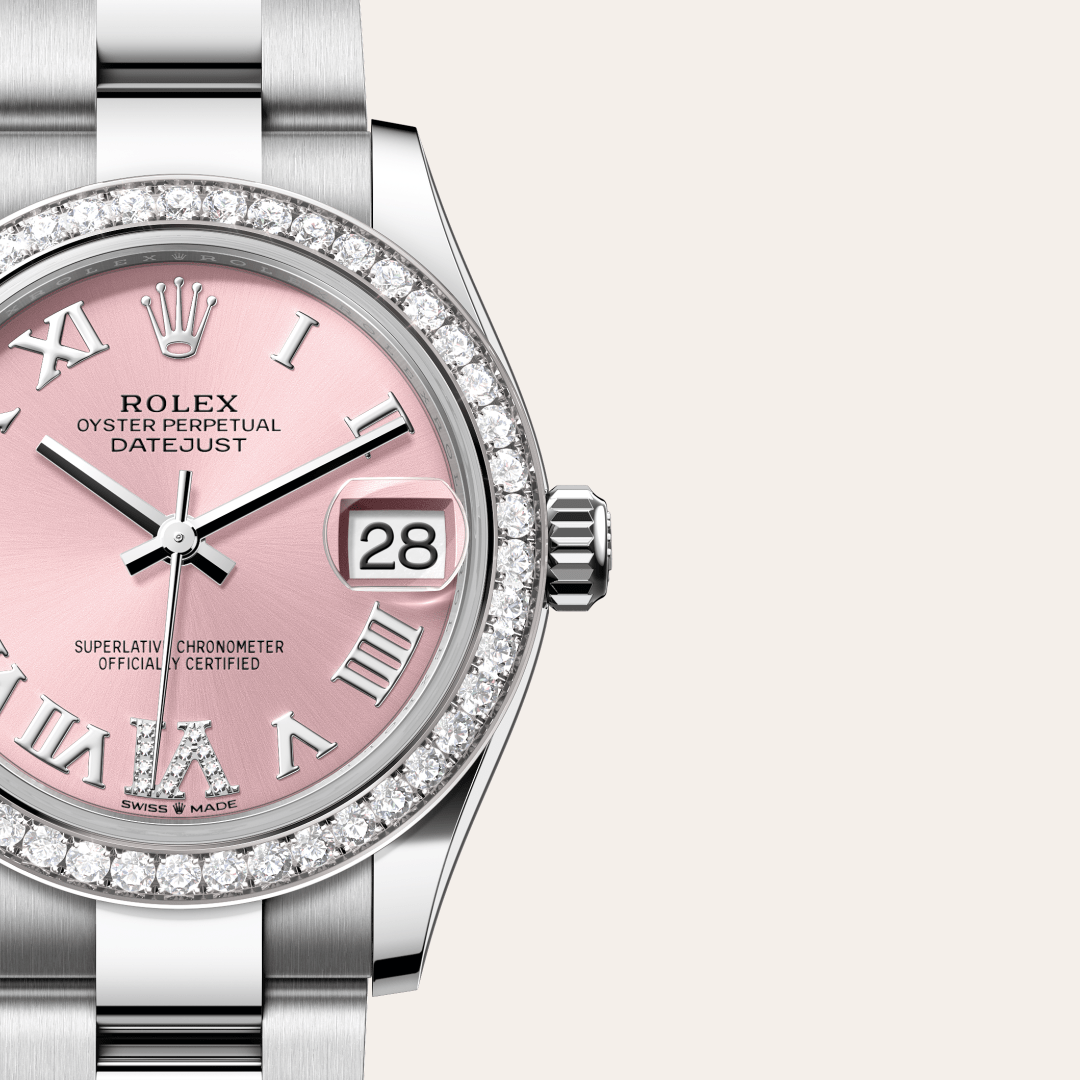 Rolex Datejust 31 Oyster, 31 mm, Oystersteel çelik, beyaz altın ve pırlanta M278384RBR-0027