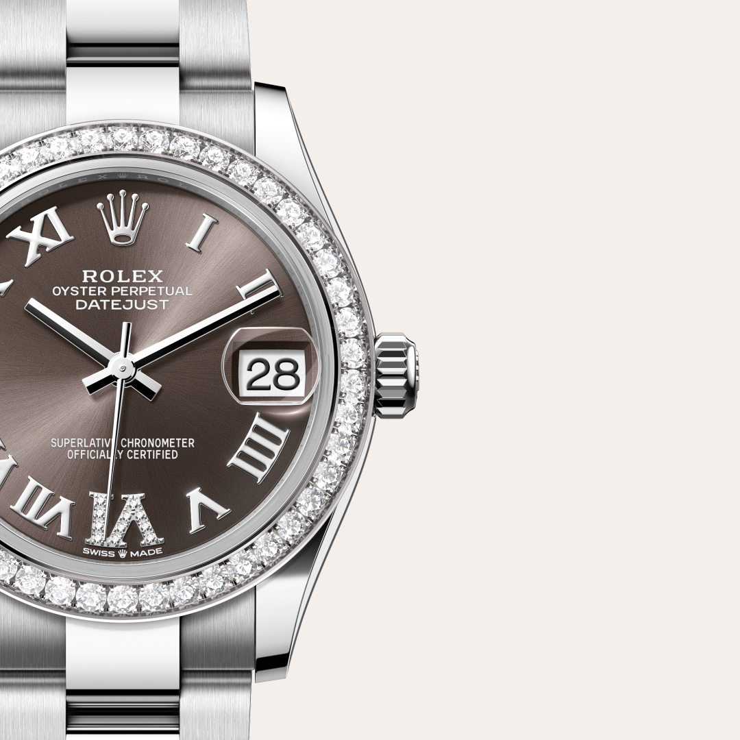 Rolex Datejust 31 Oyster, 31 mm, Oystersteel çelik, beyaz altın ve pırlanta M278384RBR-0031