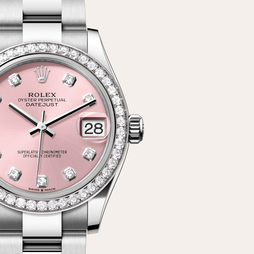 Rolex Datejust 31 Oyster, 31 mm, Oystersteel çelik, beyaz altın ve pırlanta M278384RBR-0035