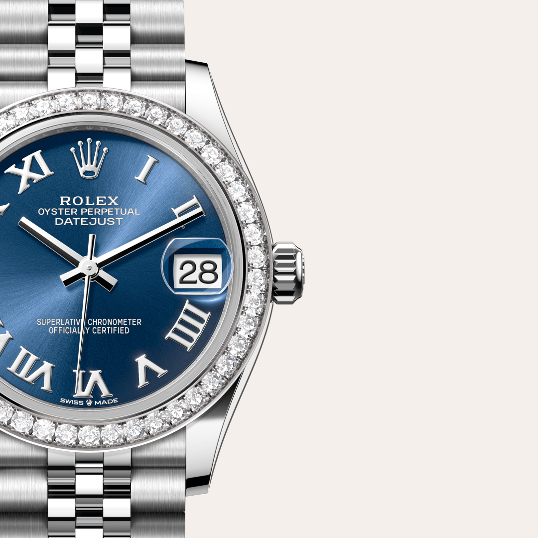 Rolex Datejust 31 Oyster, 31 mm, Oystersteel çelik, beyaz altın ve pırlanta M278384RBR-0037
