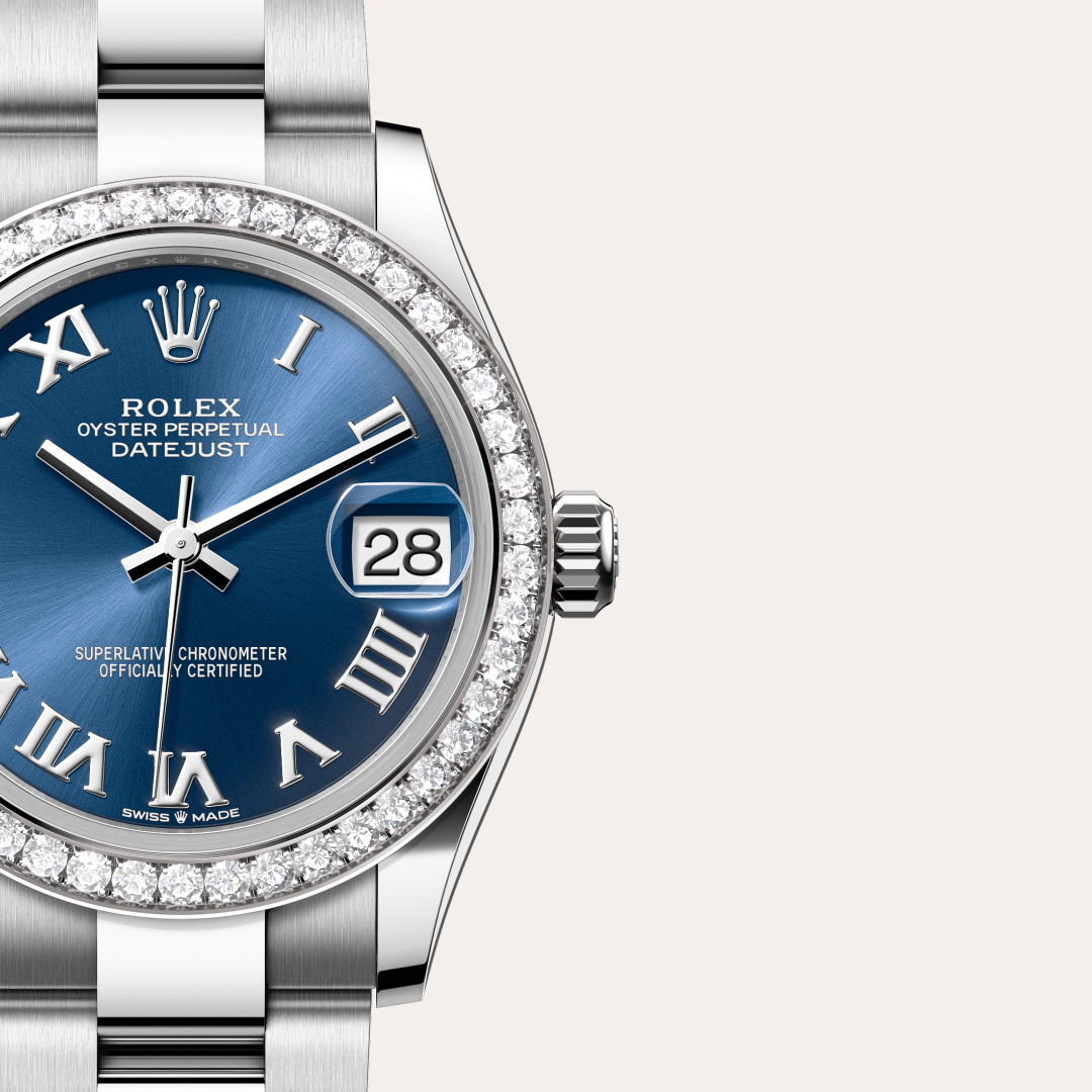 Rolex Datejust 31 Oyster, 31 mm, Oystersteel çelik, beyaz altın ve pırlanta M278384RBR-0038