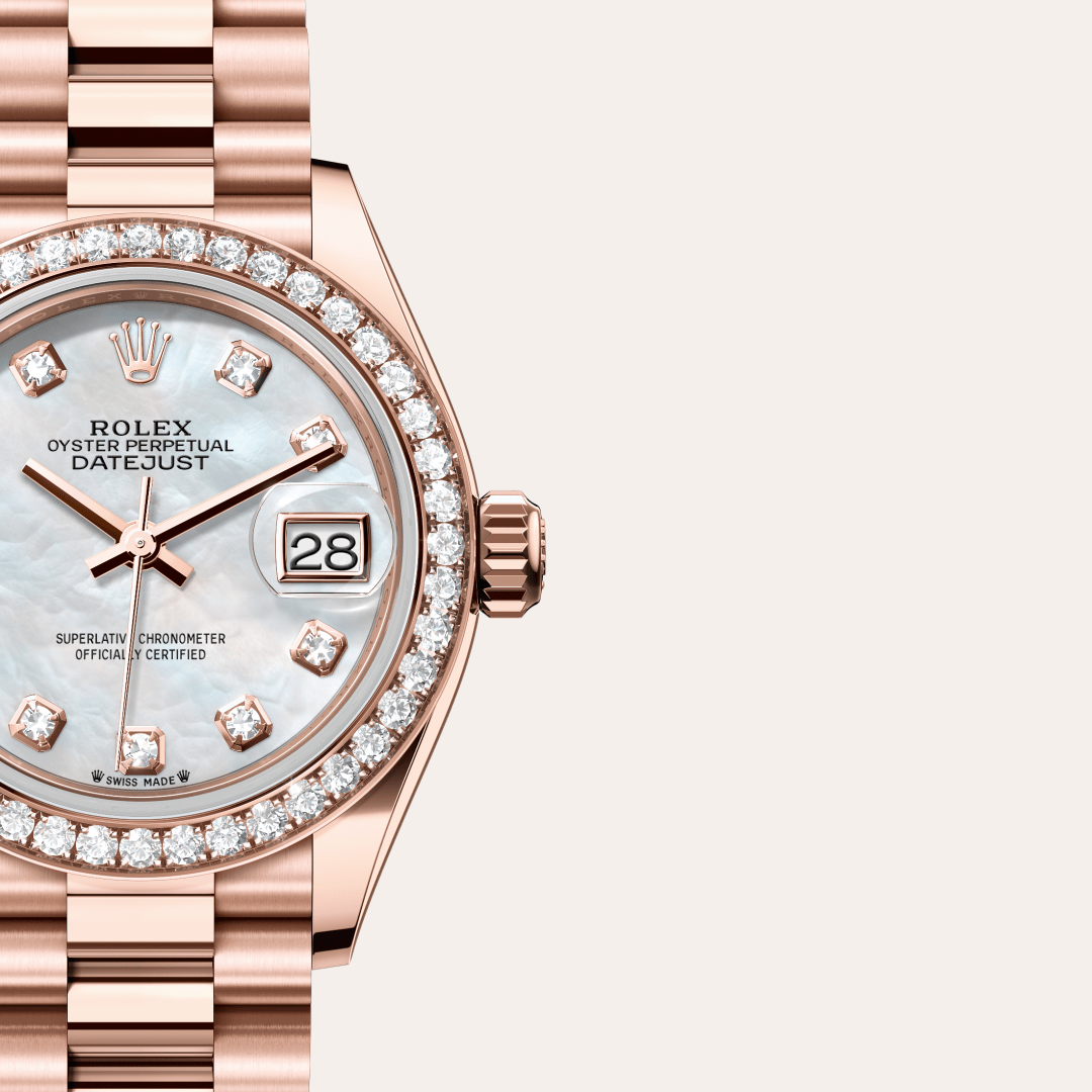 Rolex Lady-Datejust Oyster, 28 mm, Everose altın ve pırlanta M279135RBR-0010