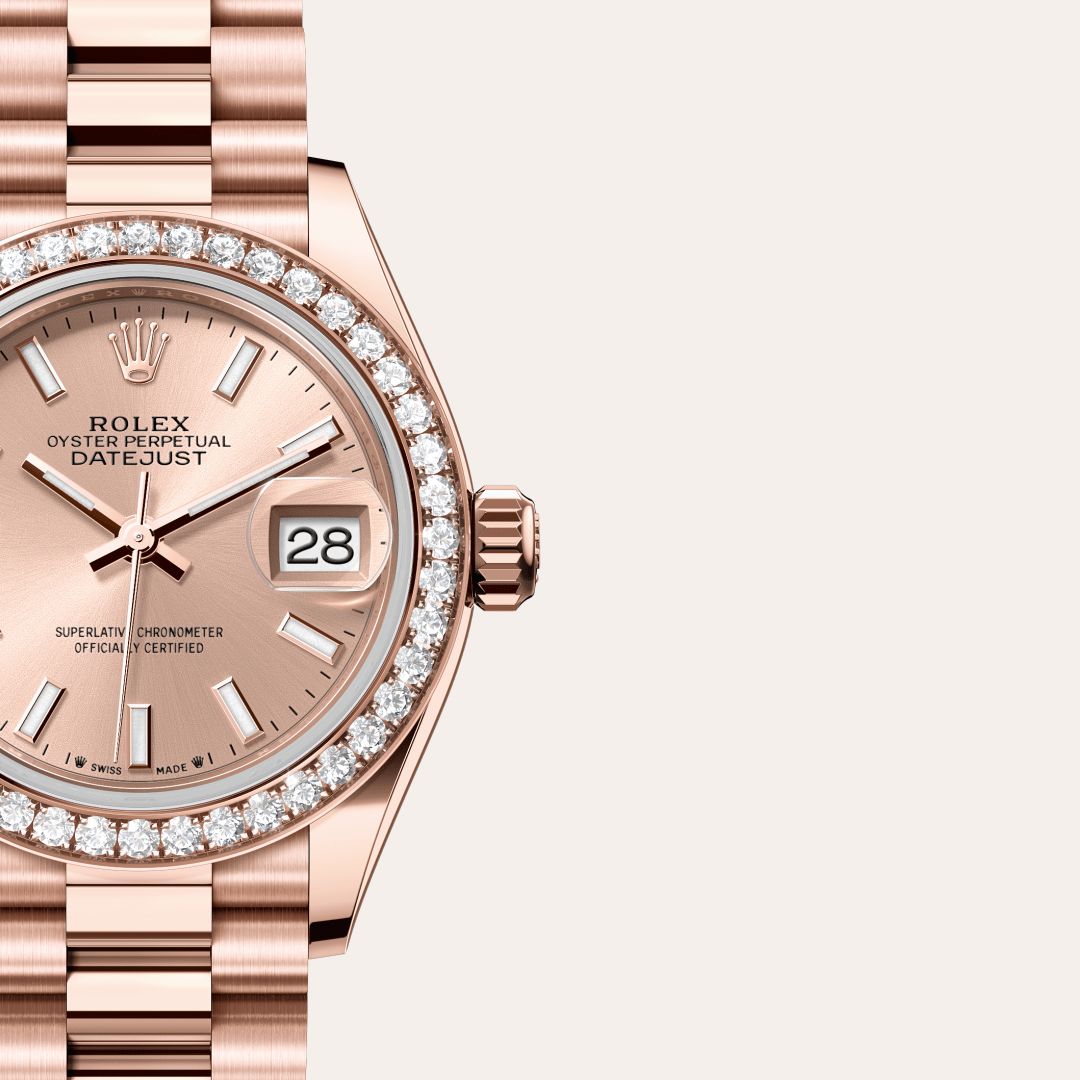 Rolex Lady-Datejust Oyster, 28 mm, Everose altın ve pırlanta M279135RBR-0025