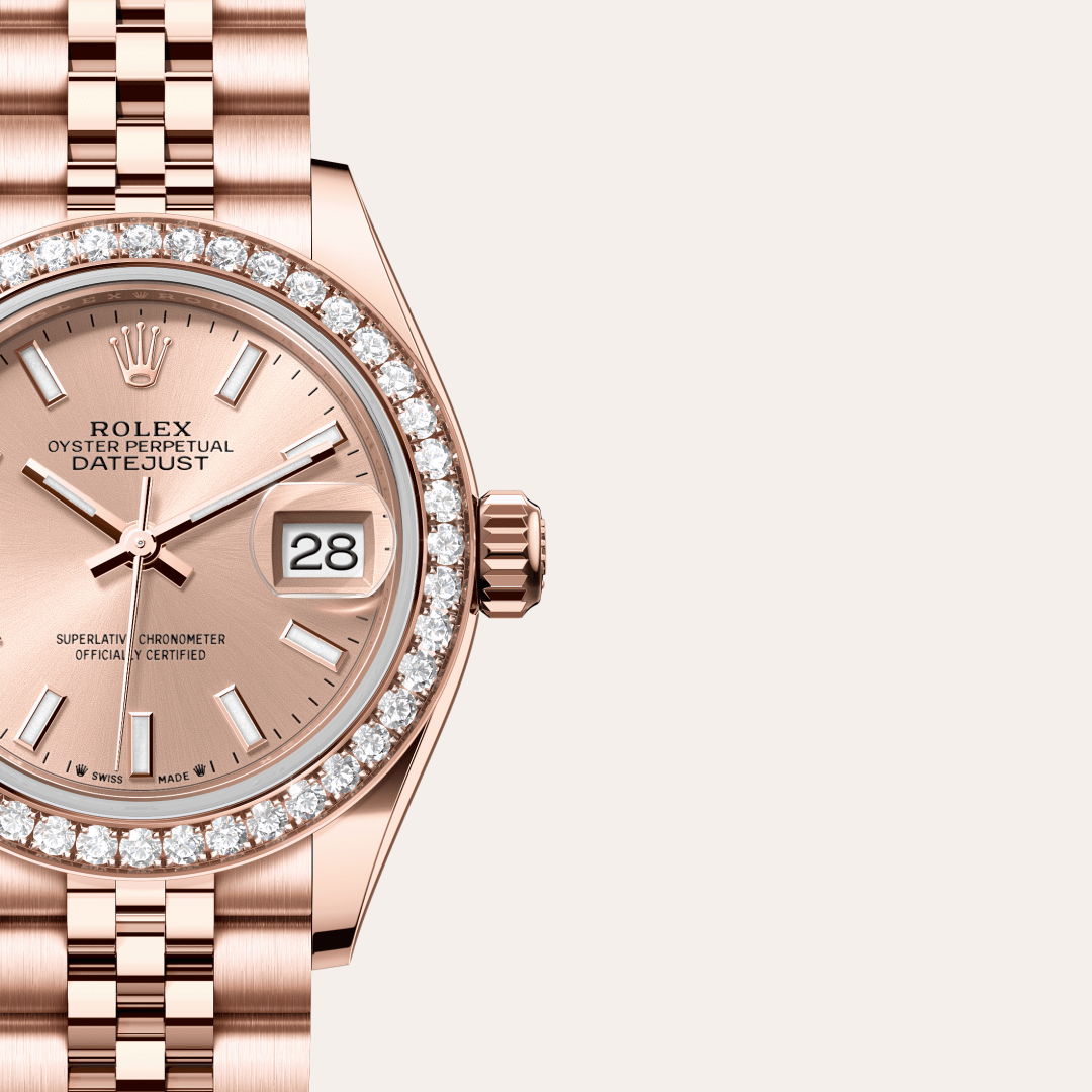 Rolex Lady-Datejust Oyster, 28 mm, Everose altın ve pırlanta M279135RBR-0026