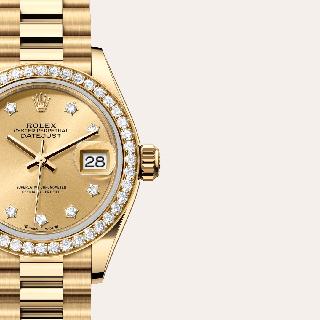 Rolex Lady-Datejust Oyster, 28 mm, sarı altın ve pırlanta M279138RBR-0006