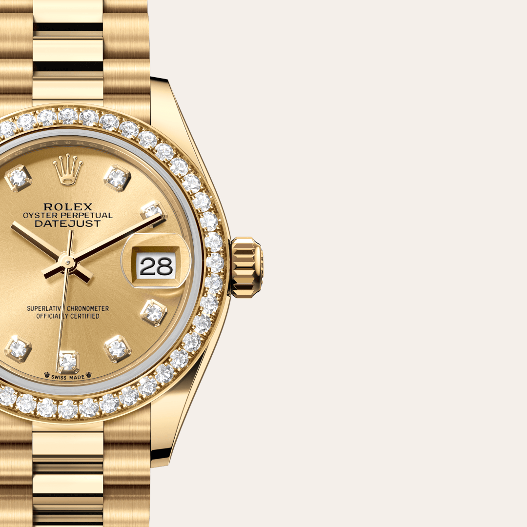 Rolex Lady-Datejust Oyster, 28 mm, sarı altın ve pırlanta M279138RBR-0023