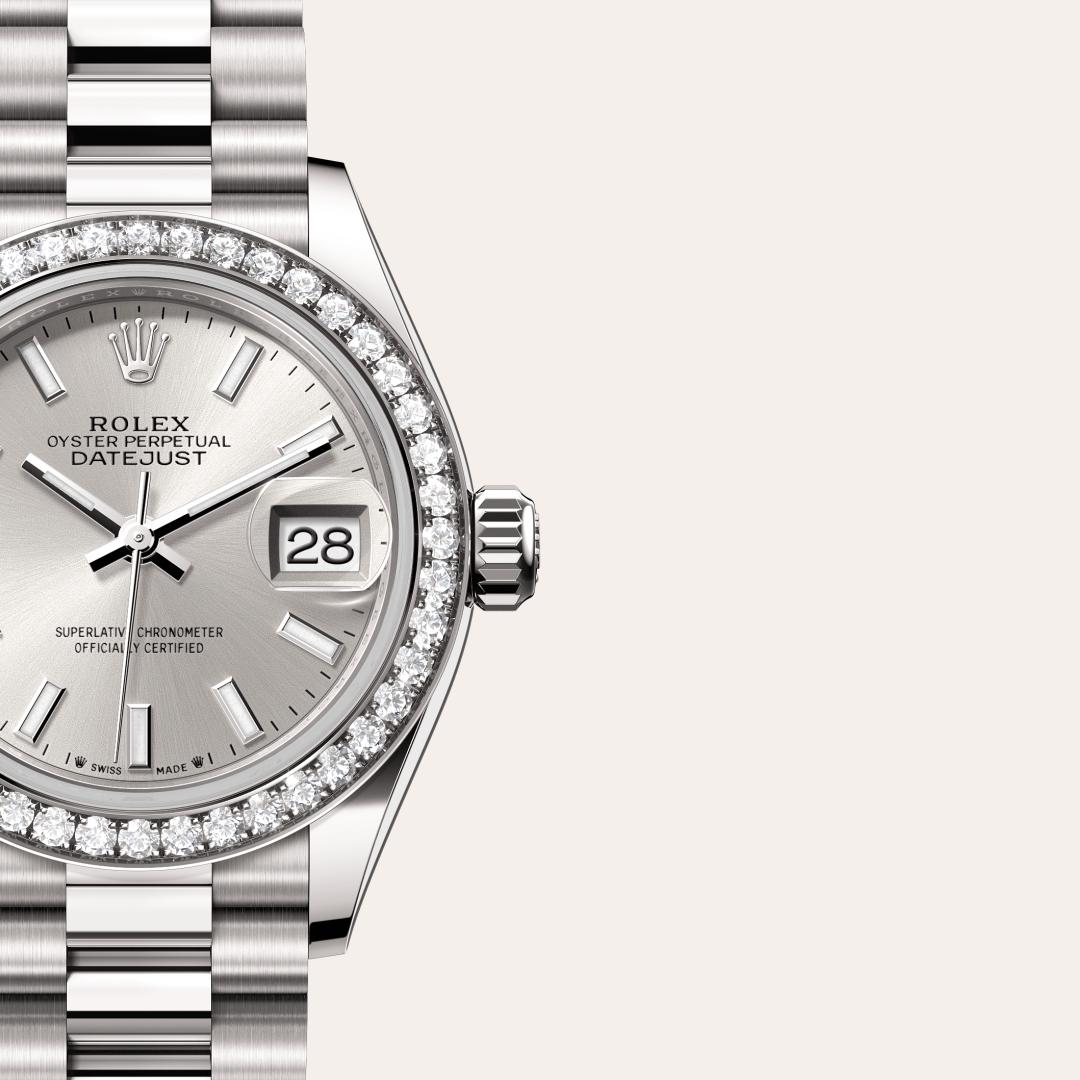 Rolex Lady-Datejust Oyster, 28 mm, beyaz altın ve pırlanta M279139RBR-0006