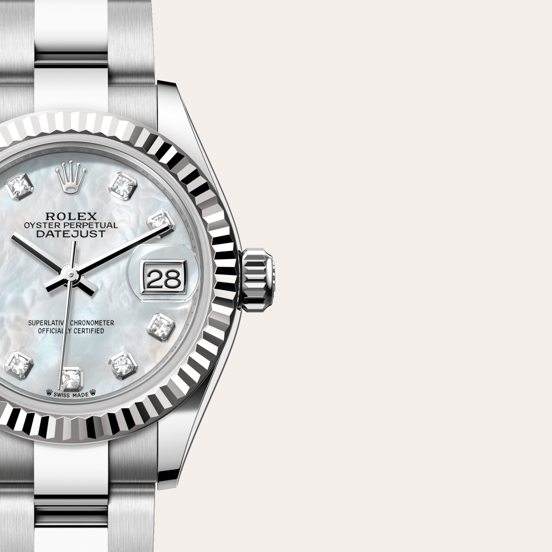 Rolex Lady-Datejust Oyster, 28 mm, Oystersteel çelik ve beyaz altın M279174-0010