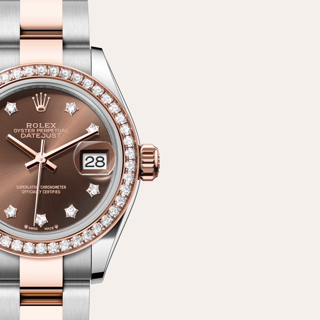 Rolex Lady-Datejust Oyster, 28 mm, Oystersteel çelik, Everose altın ve pırlanta M279381RBR-0004