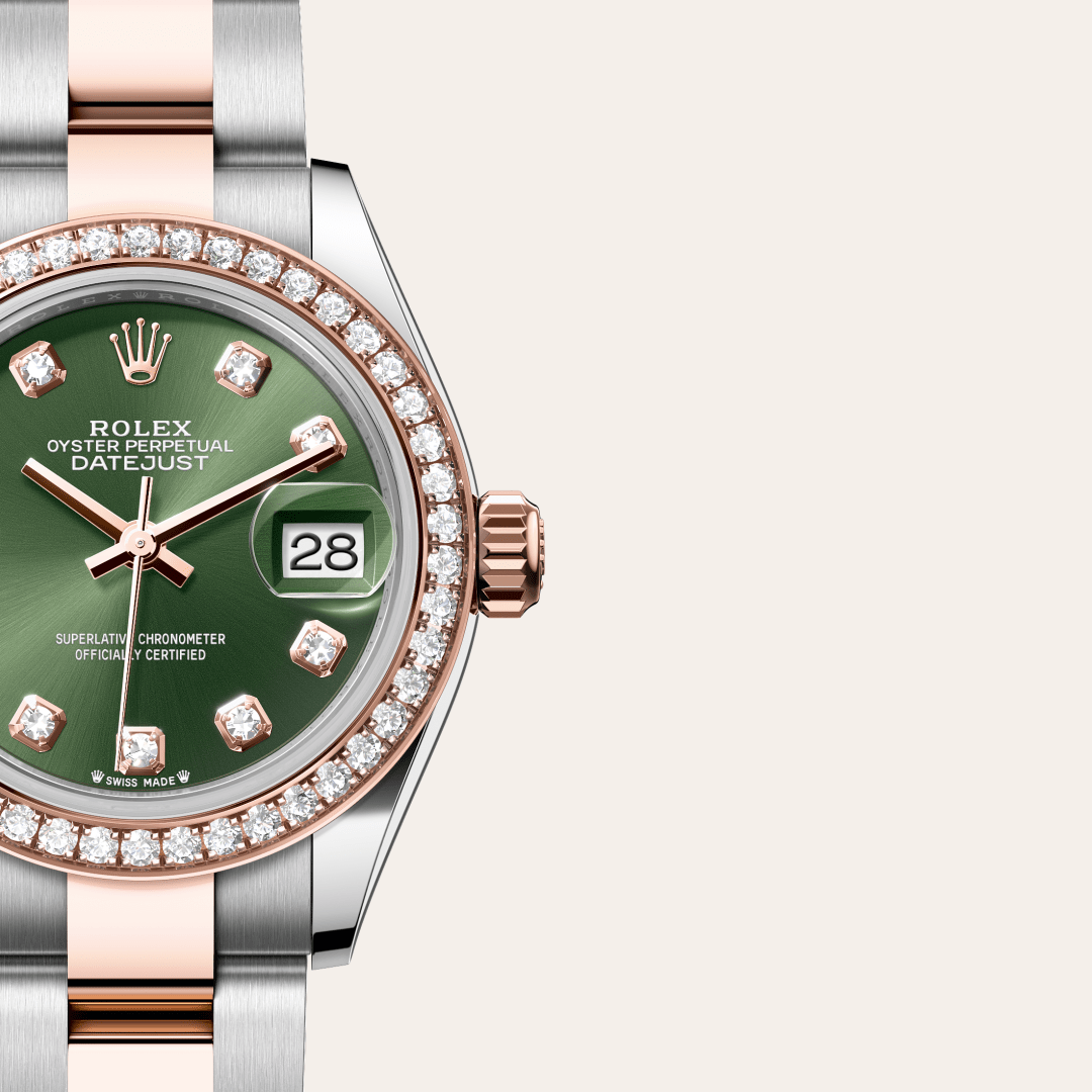 Rolex Lady-Datejust Oyster, 28 mm, Oystersteel çelik, Everose altın ve pırlanta M279381RBR-0008