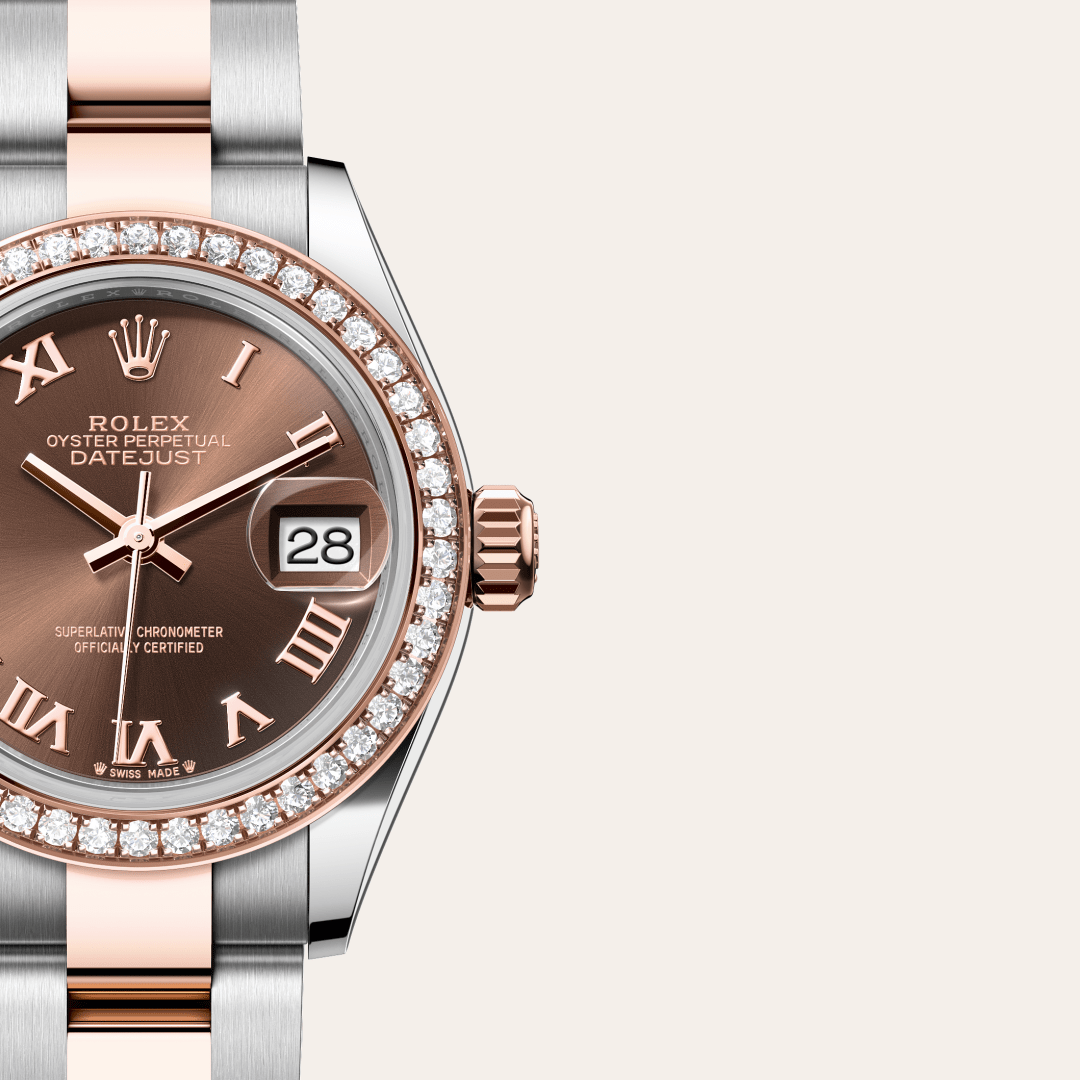 Rolex Lady-Datejust Oyster, 28 mm, Oystersteel çelik, Everose altın ve pırlanta M279381RBR-0010