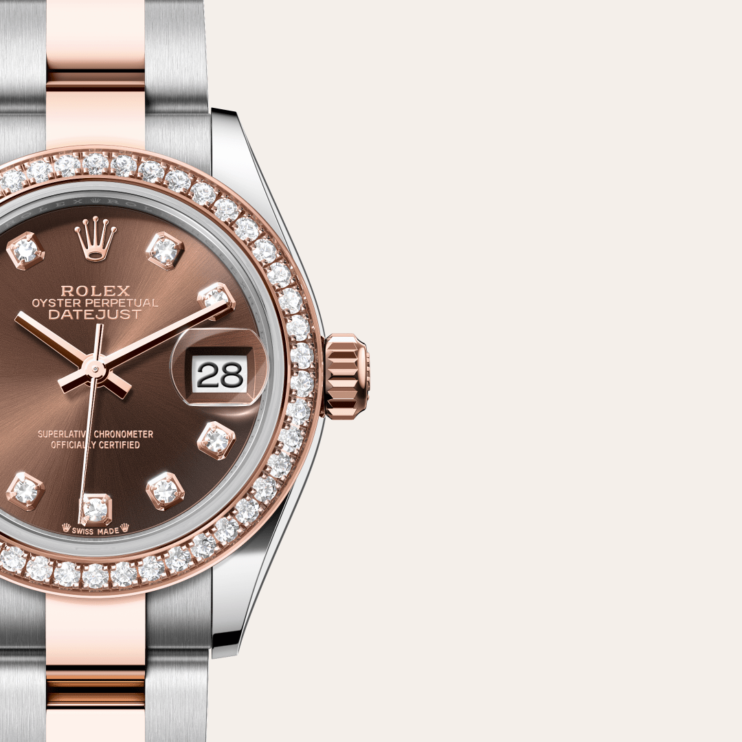 Rolex Lady-Datejust Oyster, 28 mm, Oystersteel çelik, Everose altın ve pırlanta M279381RBR-0012