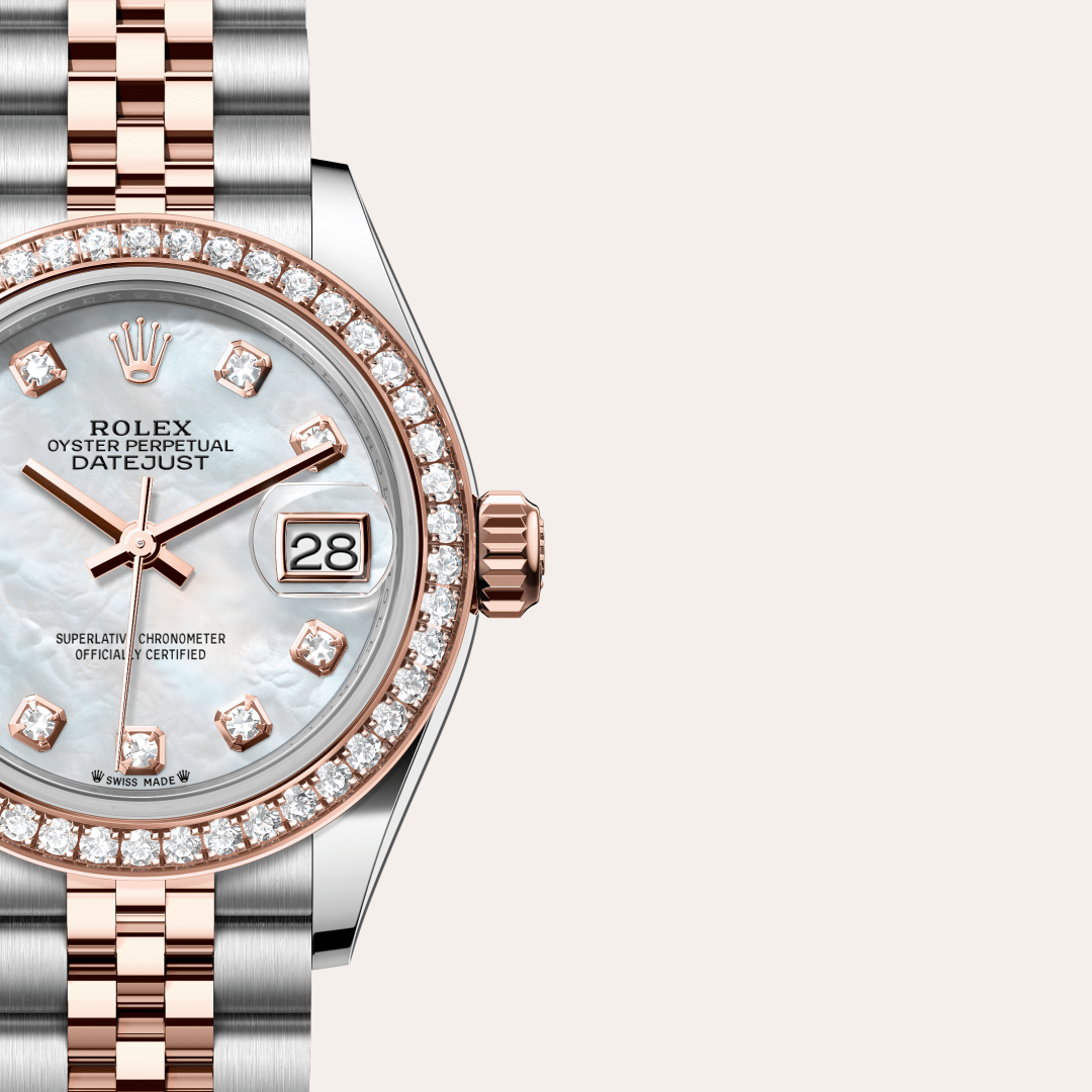 Rolex Lady-Datejust Oyster, 28 mm, Oystersteel, Everose gold and diamonds M279381RBR-0013