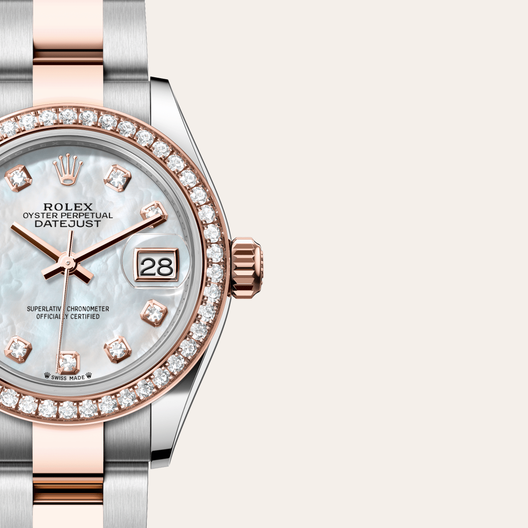 Rolex Lady-Datejust Oyster, 28 mm, Oystersteel, Everose gold and diamonds M279381RBR-0014