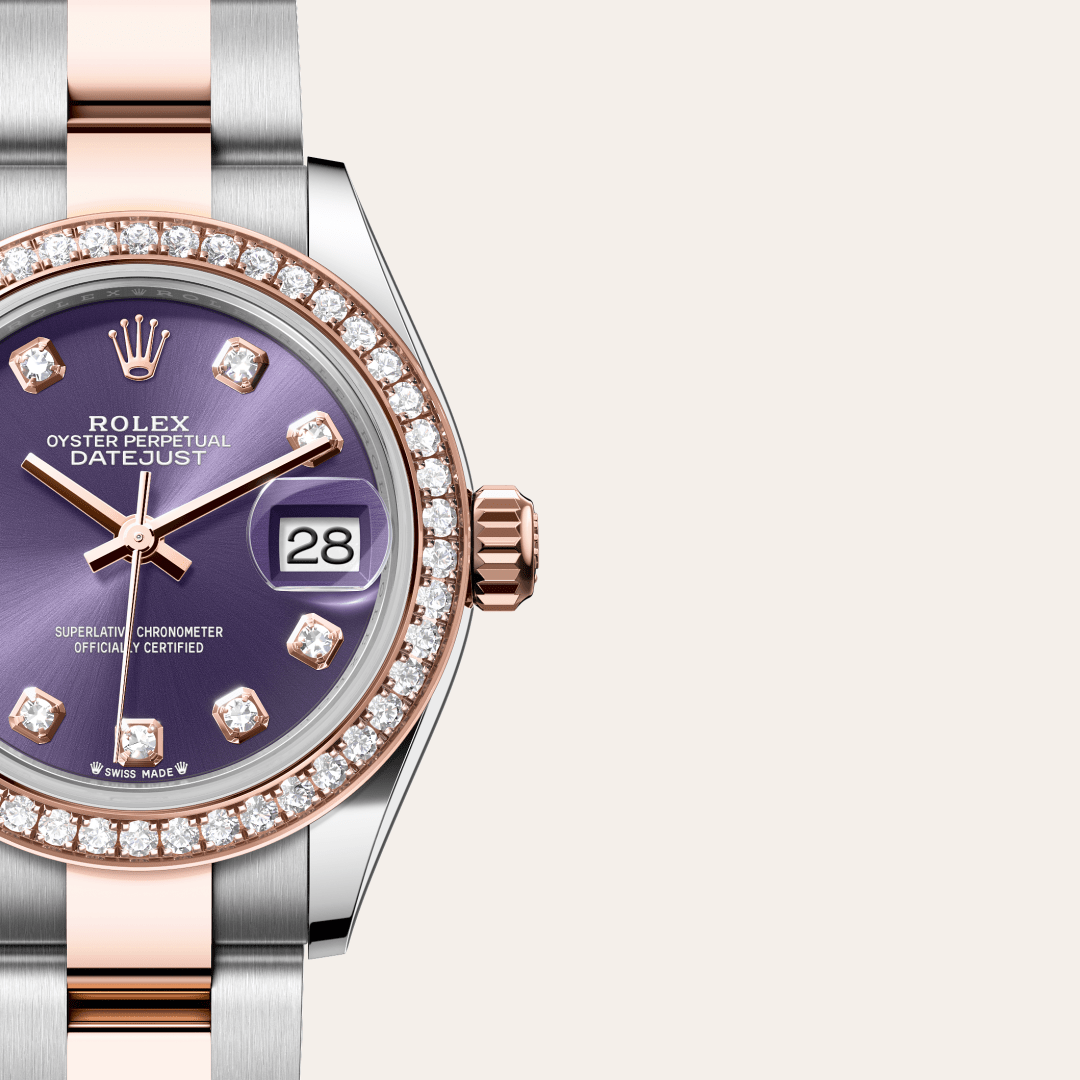 Rolex Lady-Datejust Oyster, 28 mm, Oystersteel çelik, Everose altın ve pırlanta M279381RBR-0016