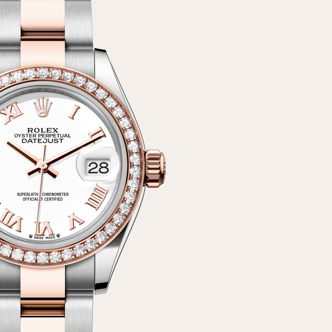 Rolex Lady-Datejust Oyster, 28 mm, Oystersteel çelik, Everose altın ve pırlanta M279381RBR-0022