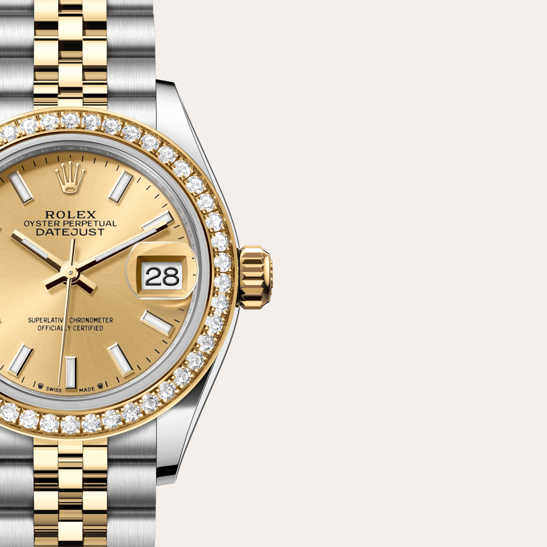 Rolex Lady-Datejust Oyster, 28 mm, Oystersteel çelik, sarı altın ve pırlanta M279383RBR-0001