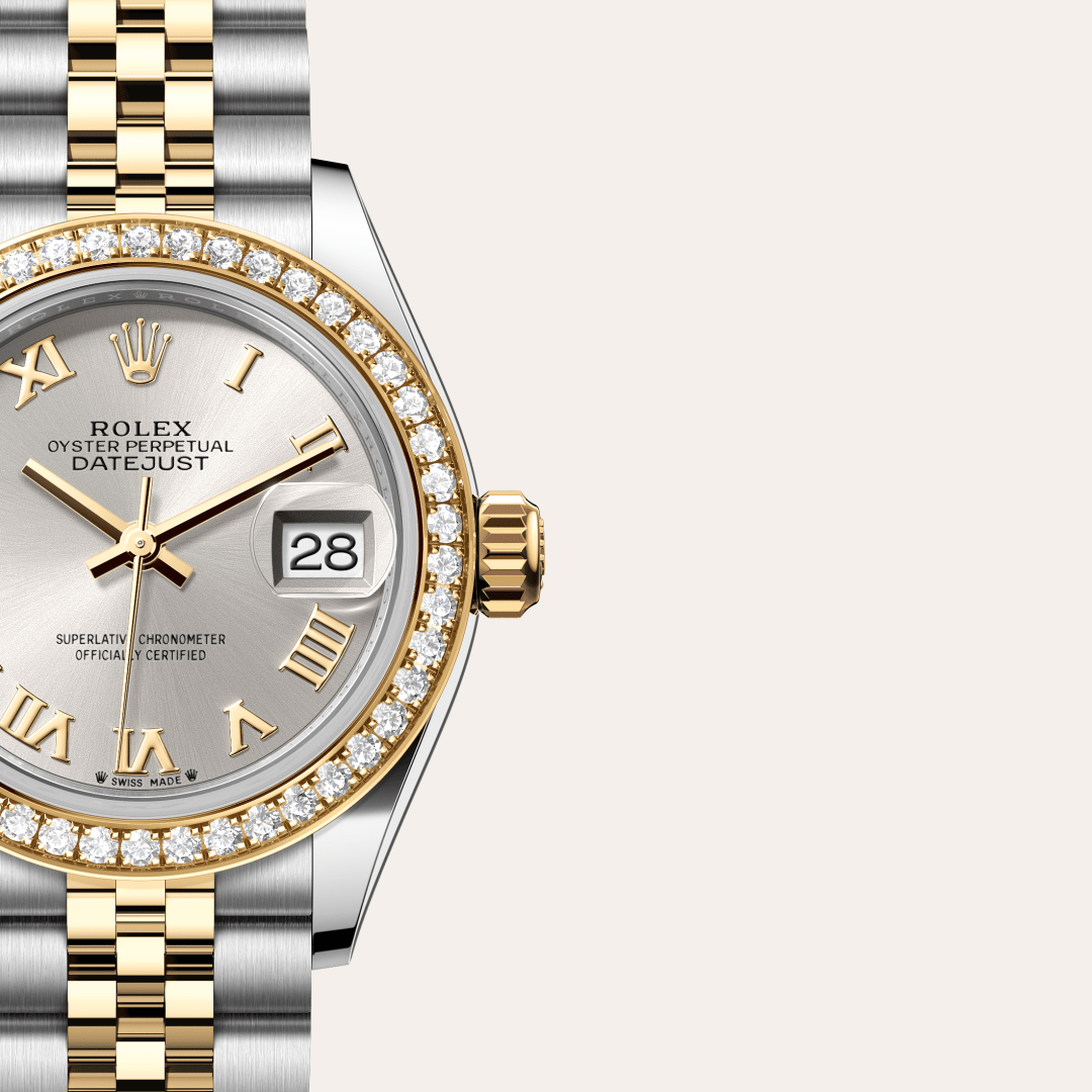 Rolex Lady-Datejust Oyster, 28 mm, Oystersteel çelik, sarı altın ve pırlanta M279383RBR-0005